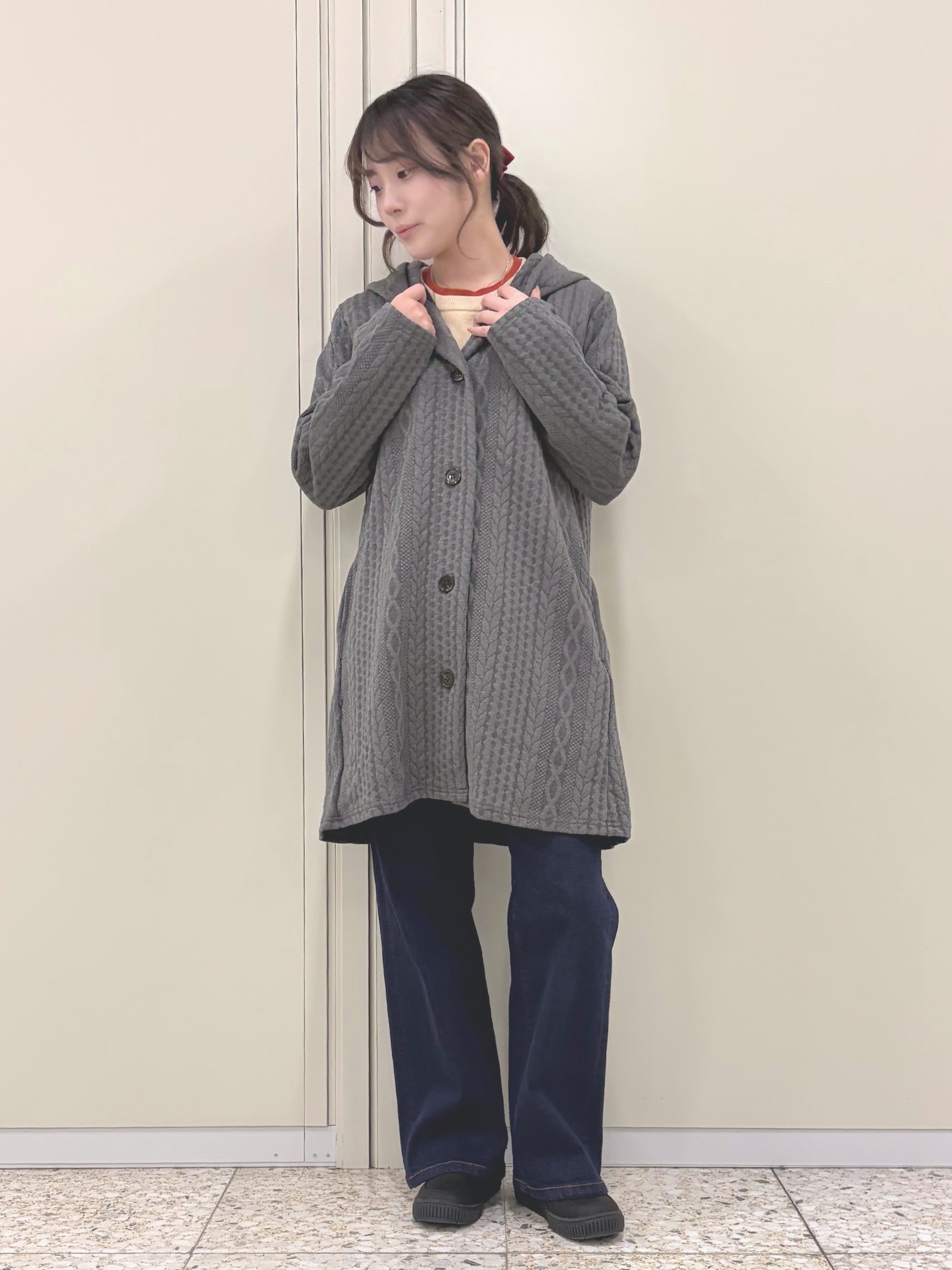 ひよりん⭐️さんの「SHOO･LA･RUE｜【S-LL/ゆるシルエット】体型カバーしながらスマートに魅せる ラインジャカードコーディガン」を使ったコーディネート