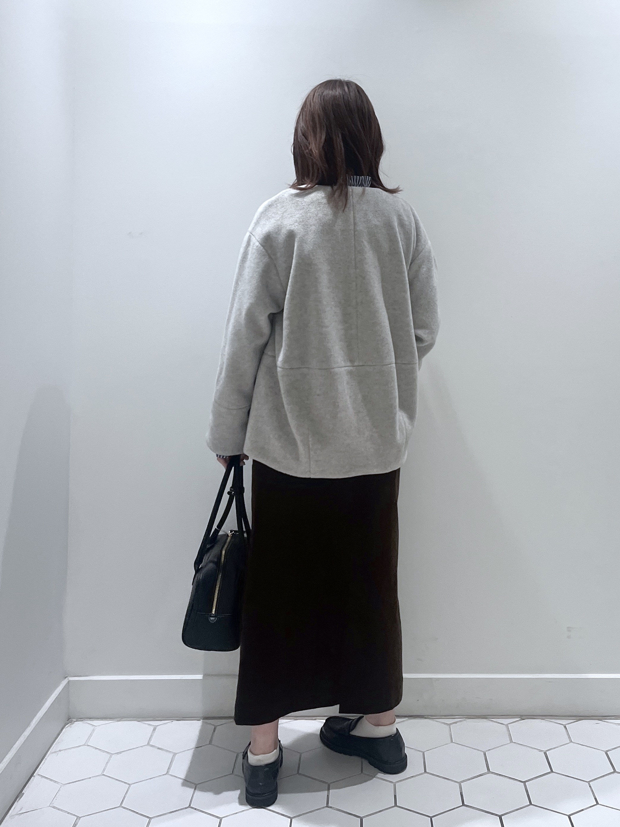 Makinoさんの「Dessin｜【定番アイテム/昨年好評】メランジ起毛ノーカラージャケット」を使ったコーディネート