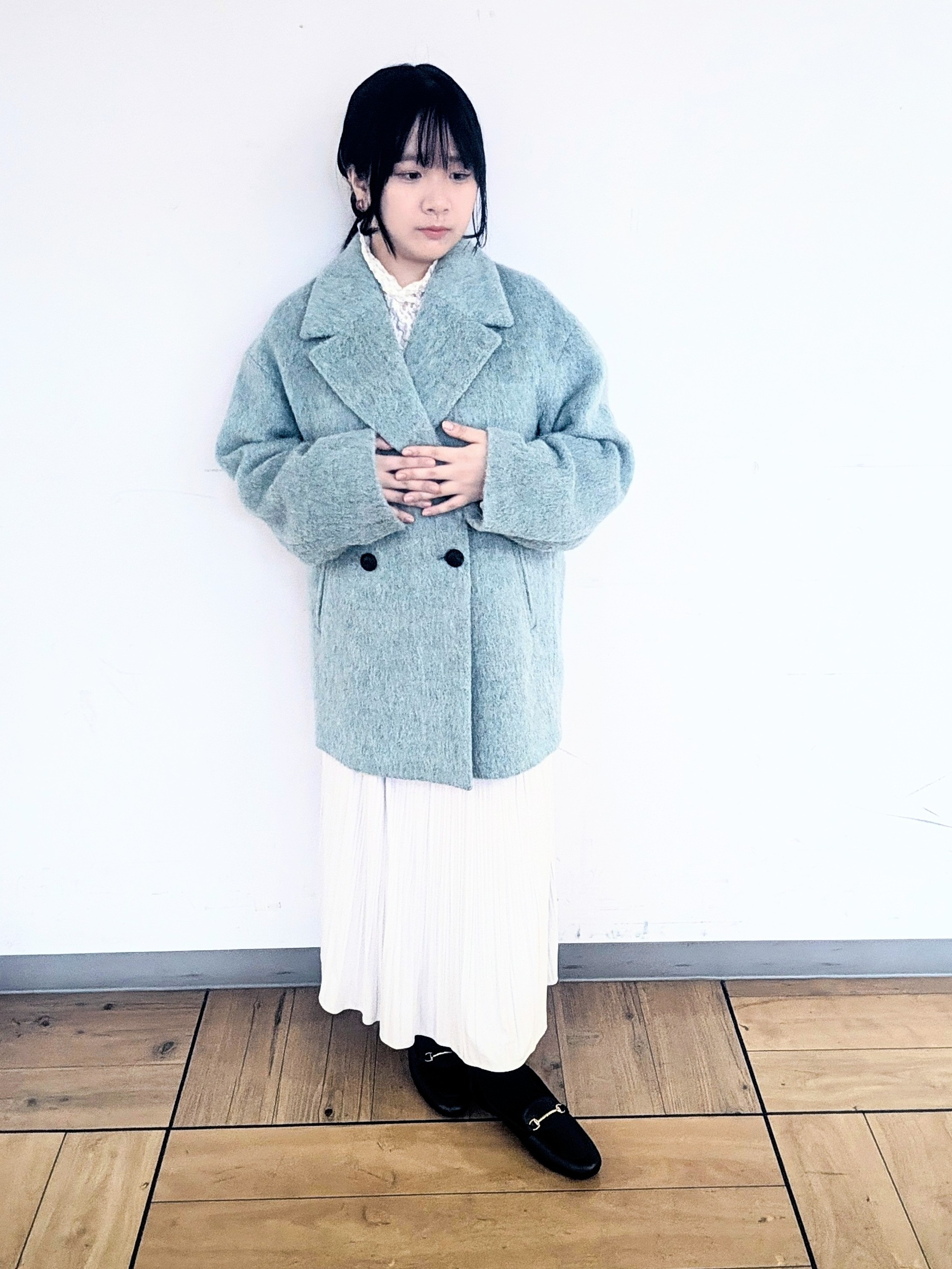 Mizukiさんの「UNTITLED｜シャギーダブルコート」を使ったコーディネート