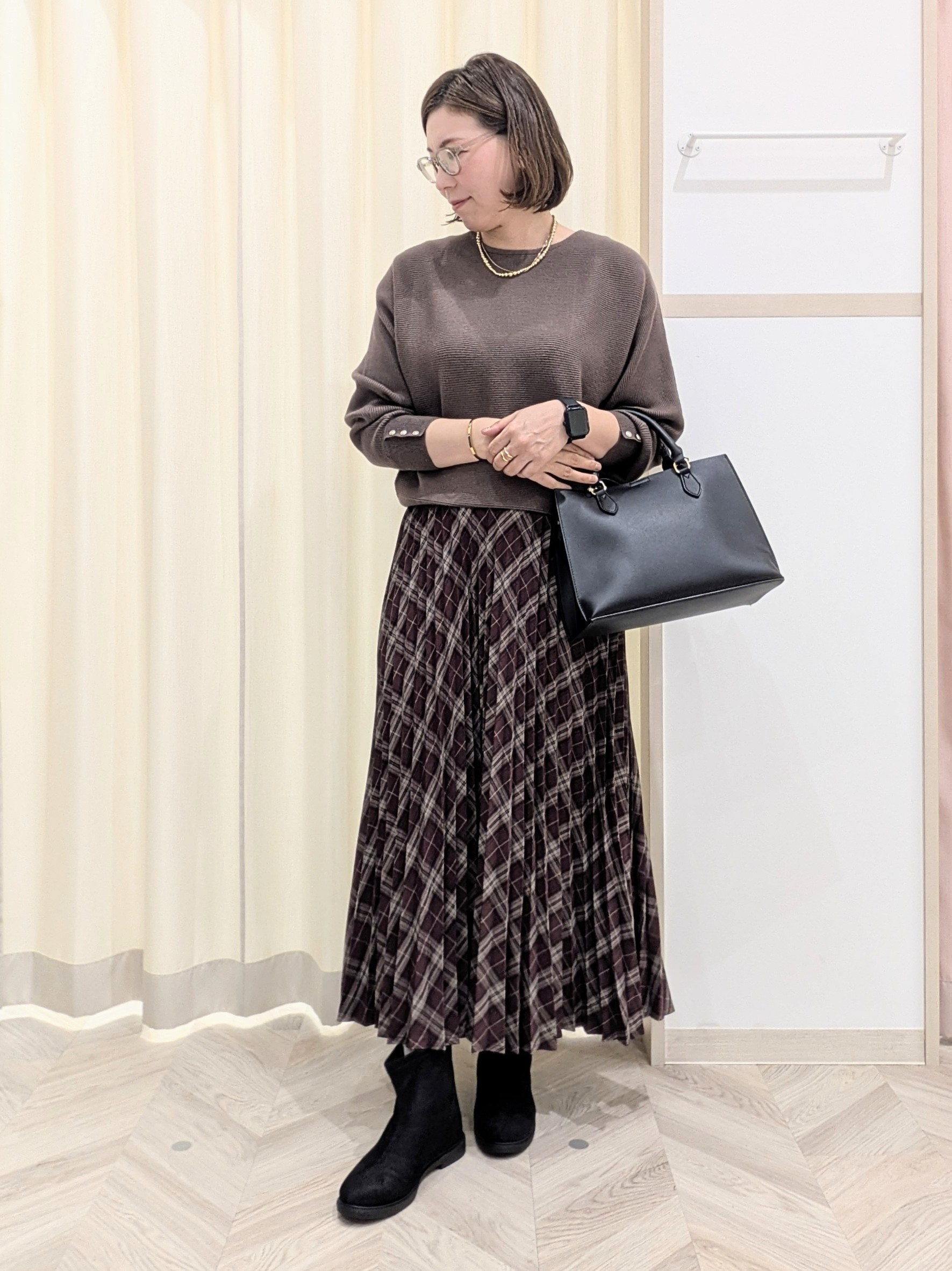 miyuさんの「SHOO･LA･RUE｜【洗濯機可/体型カバー】やわらかリブドルマンニット」を使ったコーディネート
