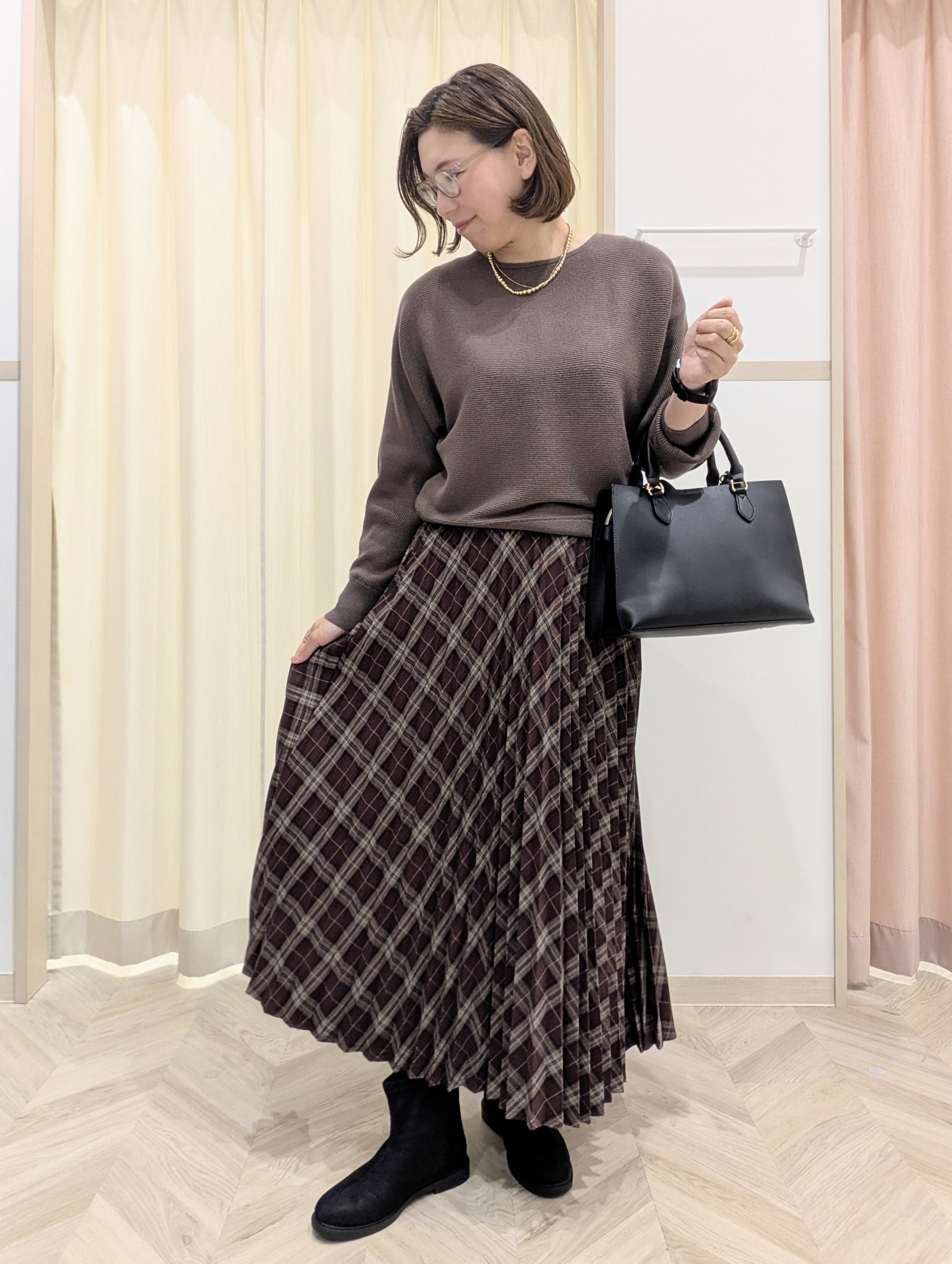 miyuさんの「SHOO･LA･RUE｜【洗濯機可/体型カバー】やわらかリブドルマンニット」を使ったコーディネート