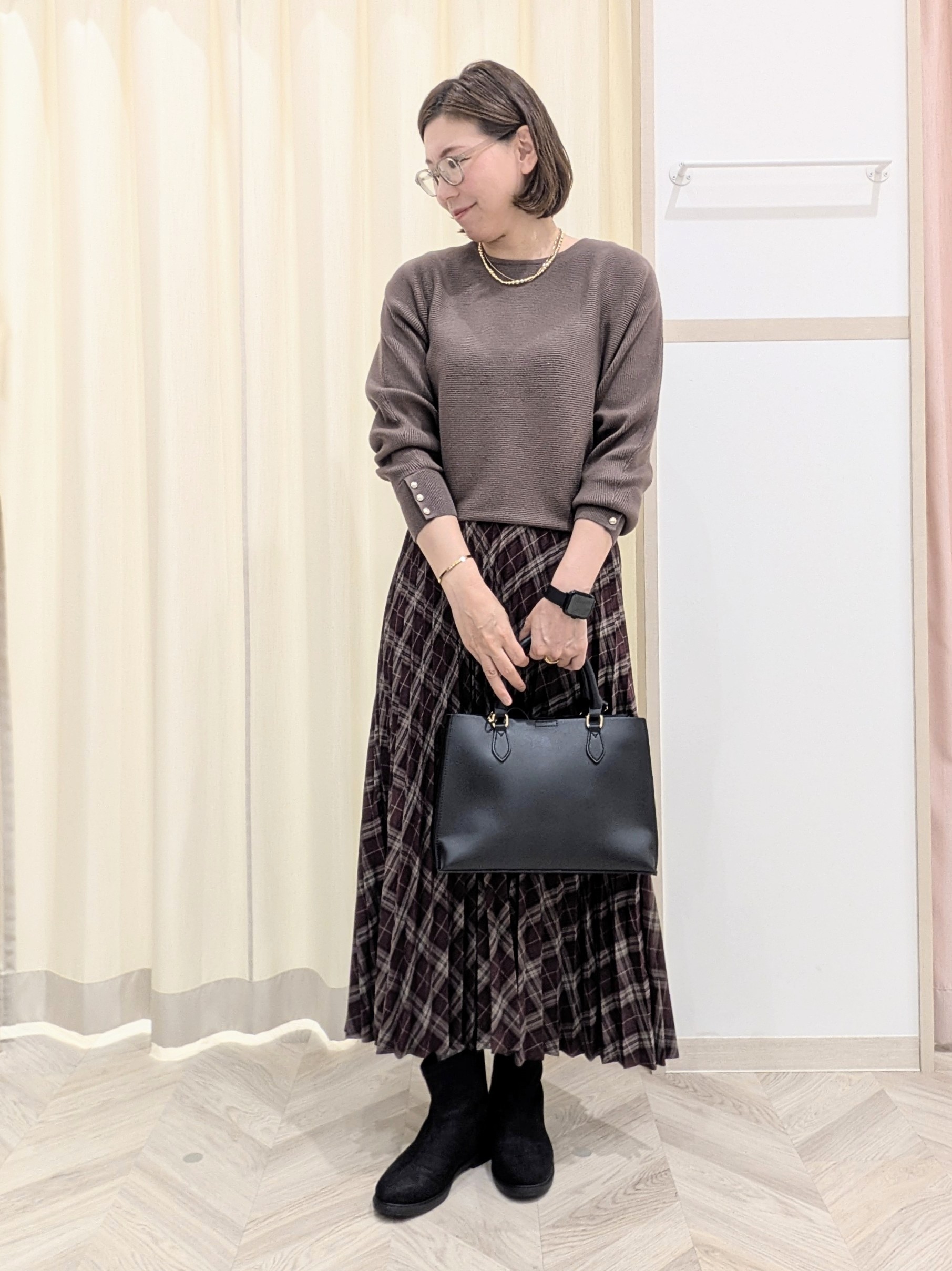 miyuさんの「SHOO･LA･RUE｜【洗濯機可/体型カバー】やわらかリブドルマンニット」を使ったコーディネート