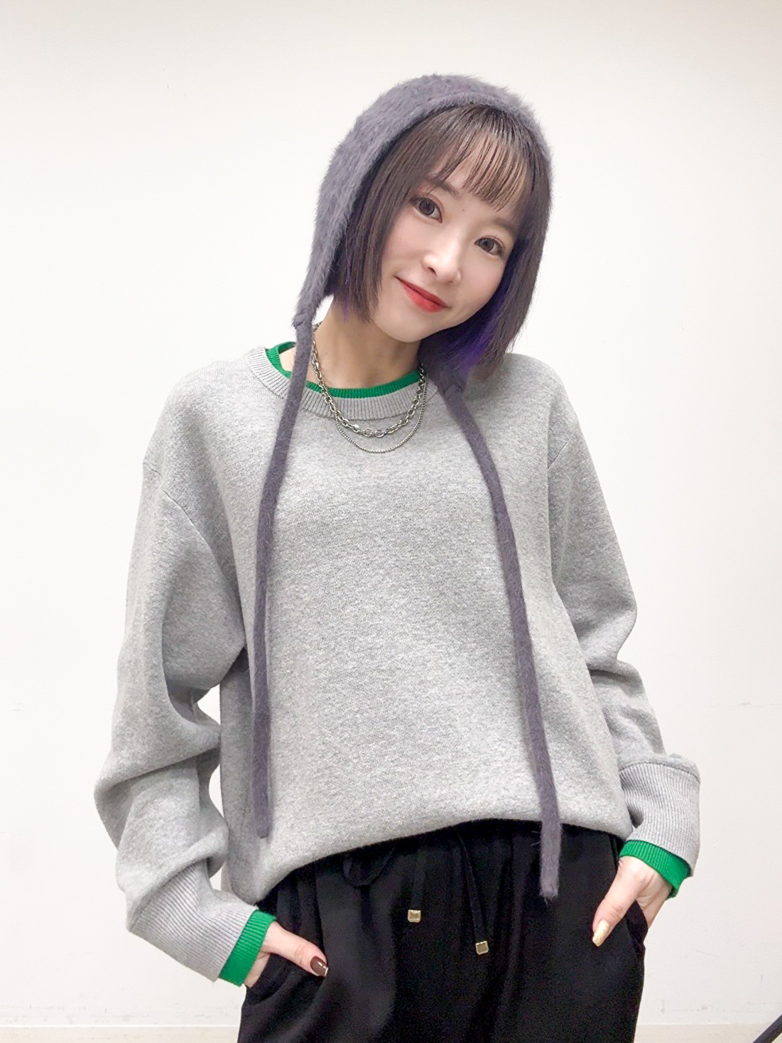 𝐜𝐡𝐢𝐤𝐚さんの「SHOO･LA･RUE｜【洗濯機可/S-LL】配色がアクセント スウェットライクニット」を使ったコーディネート