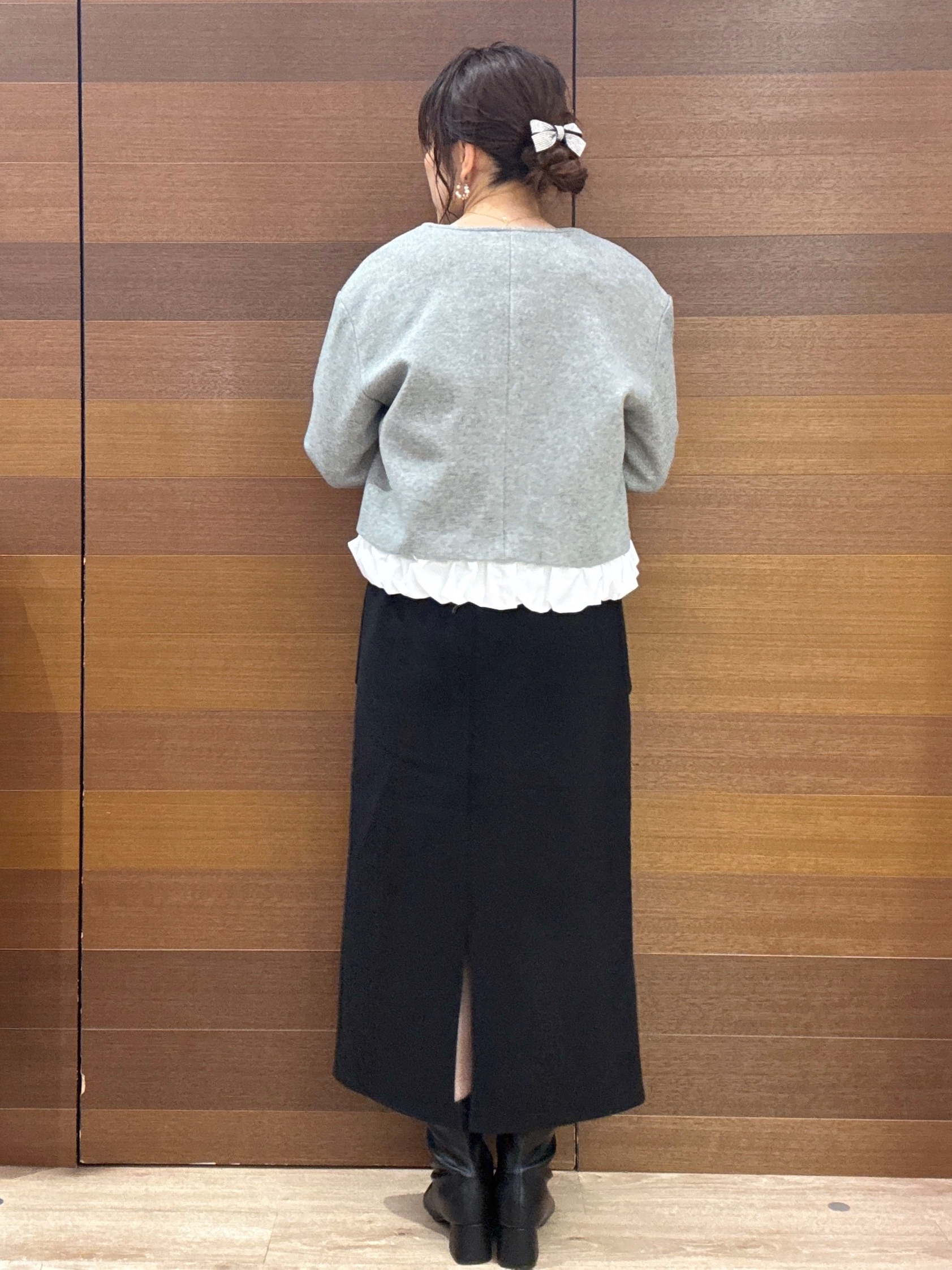 maichiさんの「OPAQUE.CLIP｜異素材フリルウールライクコート【吸湿発熱／防シワ／洗える】」を使ったコーディネート