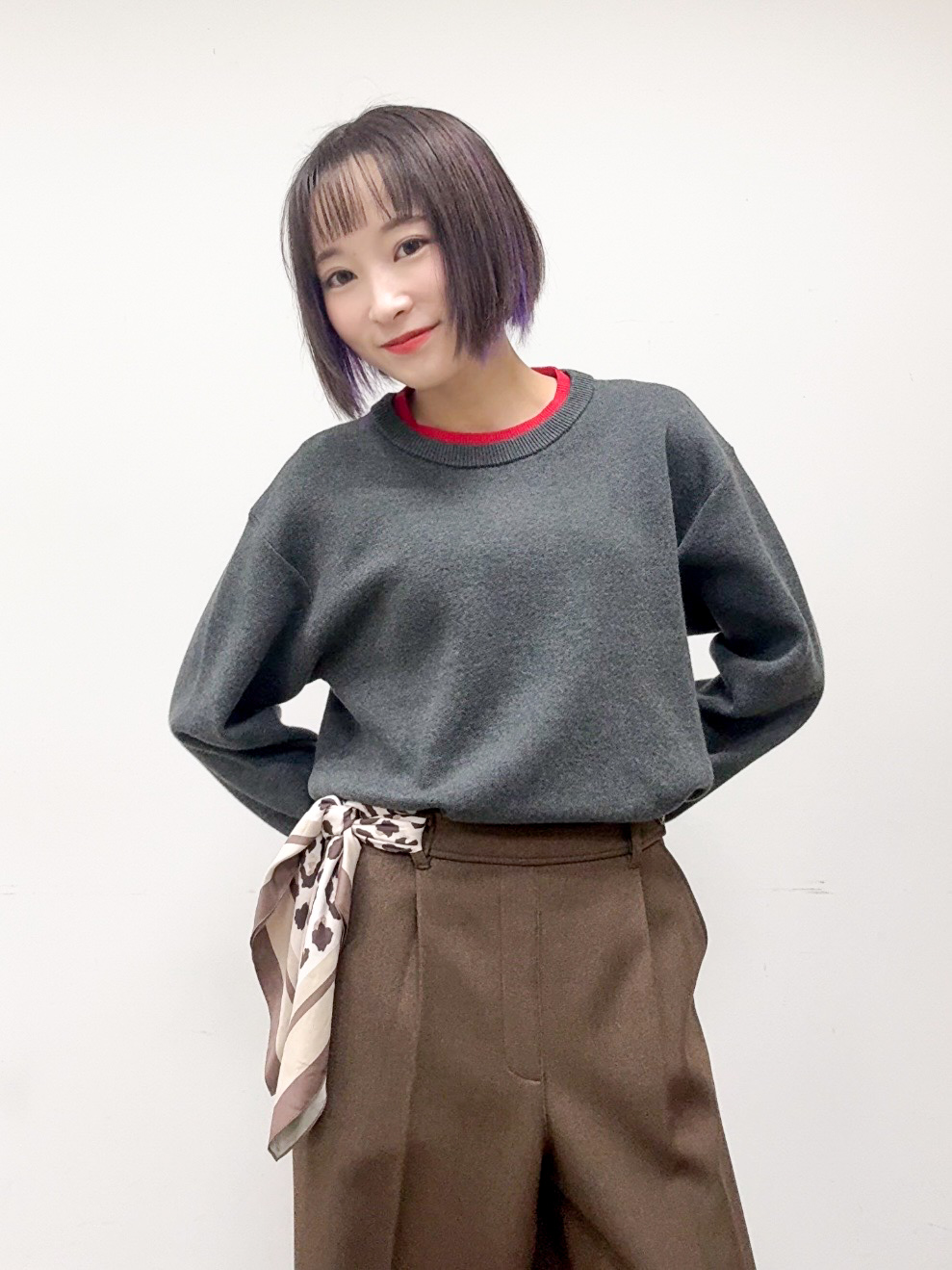 𝐜𝐡𝐢𝐤𝐚さんの「SHOO･LA･RUE｜【洗濯機可/S-LL】配色がアクセント スウェットライクニット」を使ったコーディネート