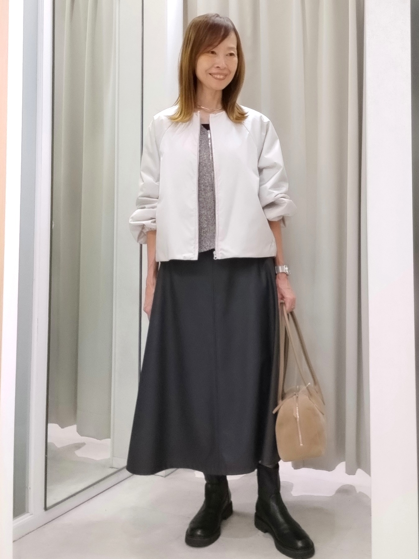 もりさんの「UNTITLED｜【店頭人気！】杢調ジップカーディガン」を使ったコーディネート