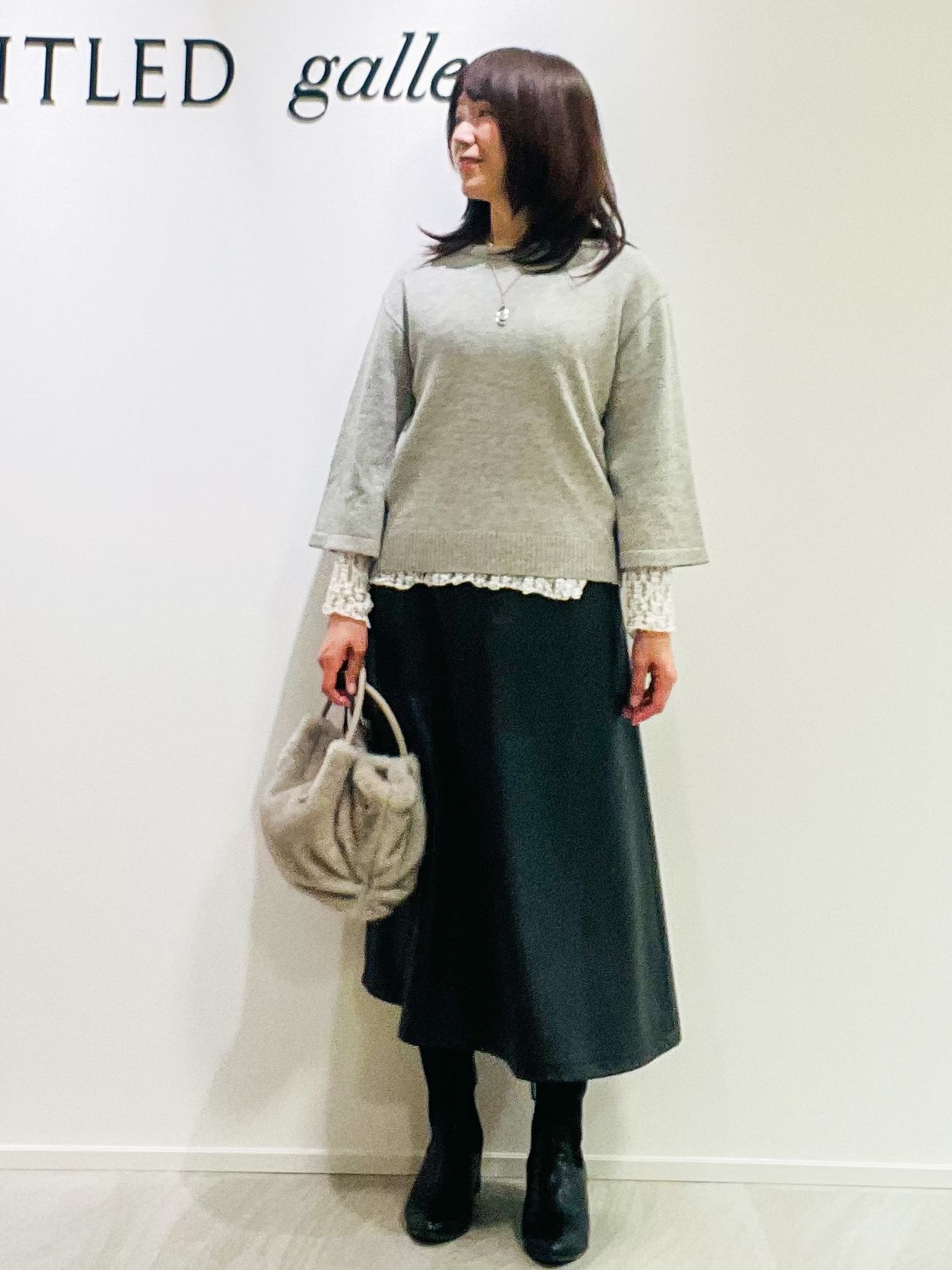 めいさんの「UNTITLED｜【アンサンブル可/手洗い可】杢調プルオーバーニット」を使ったコーディネート
