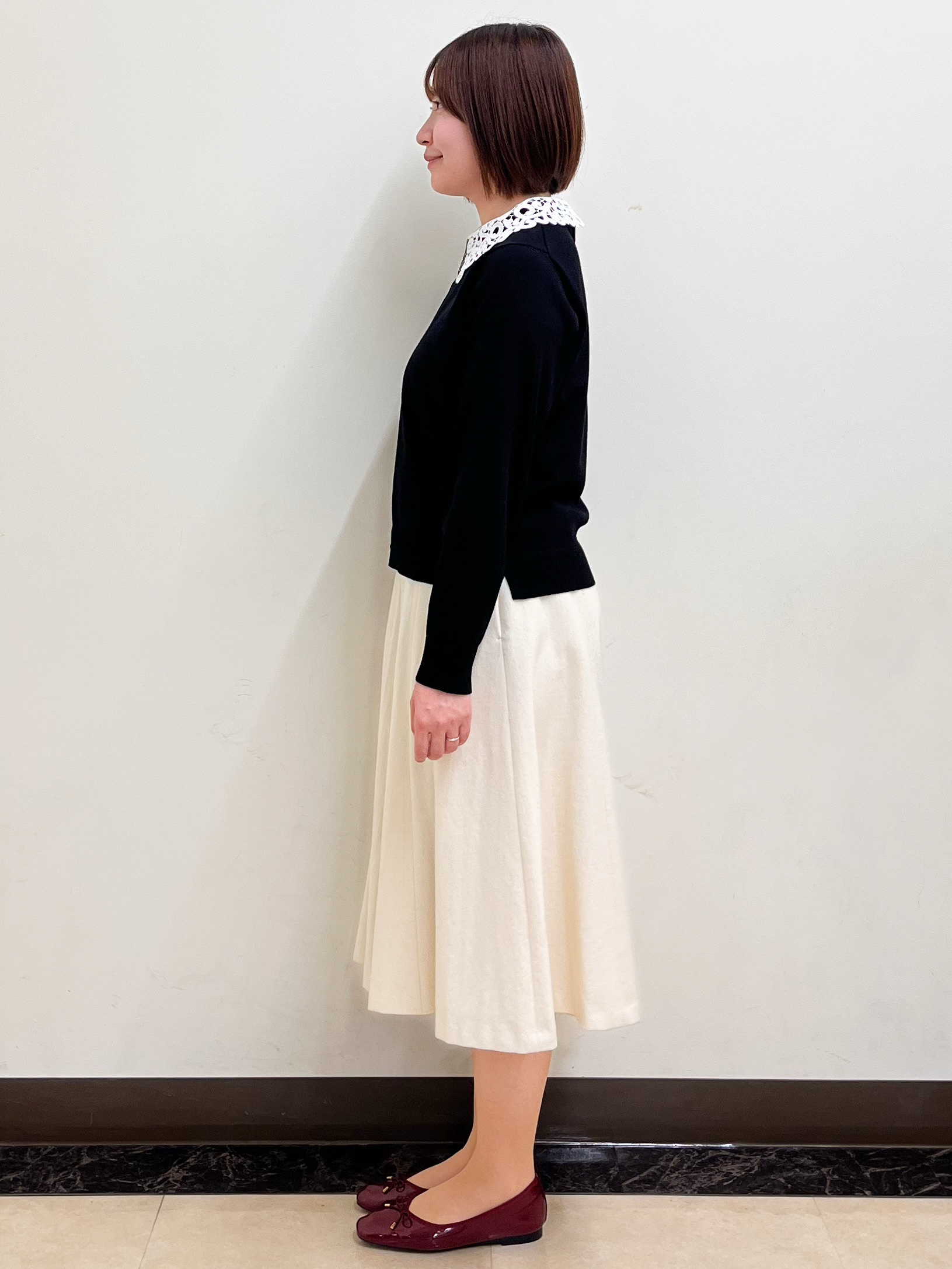 mikikoさんの「Reflect｜【洗える／付け衿】レース衿付きストレッチニット」を使ったコーディネート