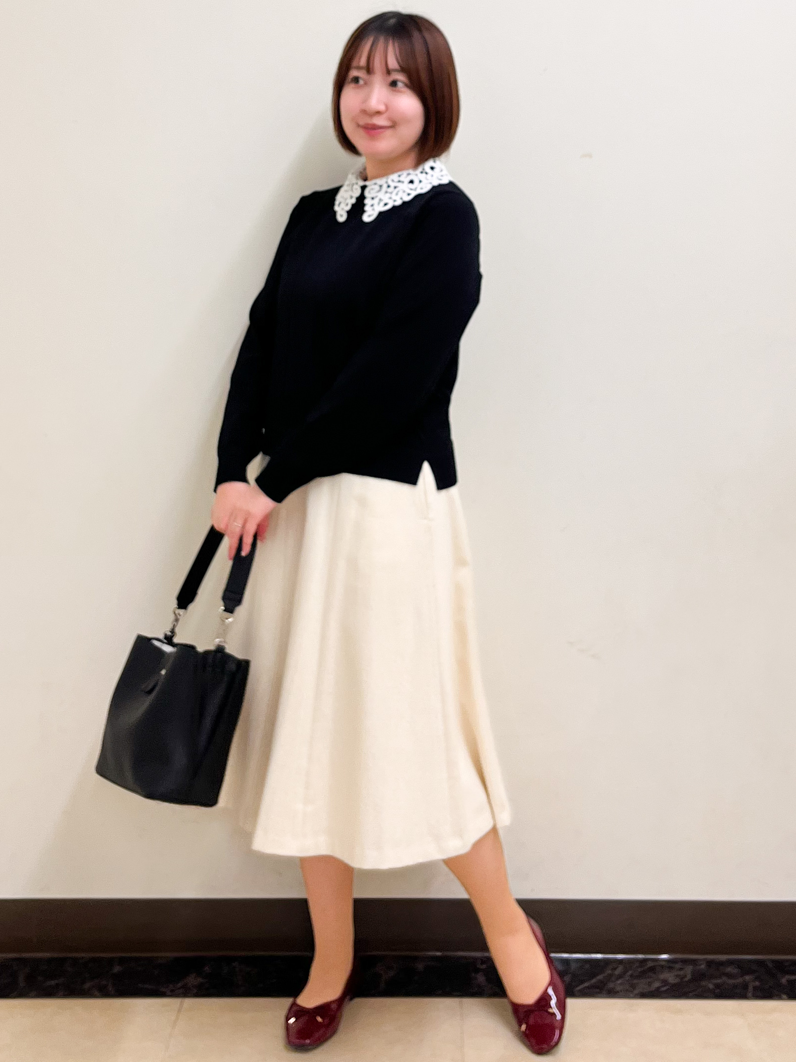 mikikoさんの「Reflect｜【洗える／付け衿】レース衿付きストレッチニット」を使ったコーディネート