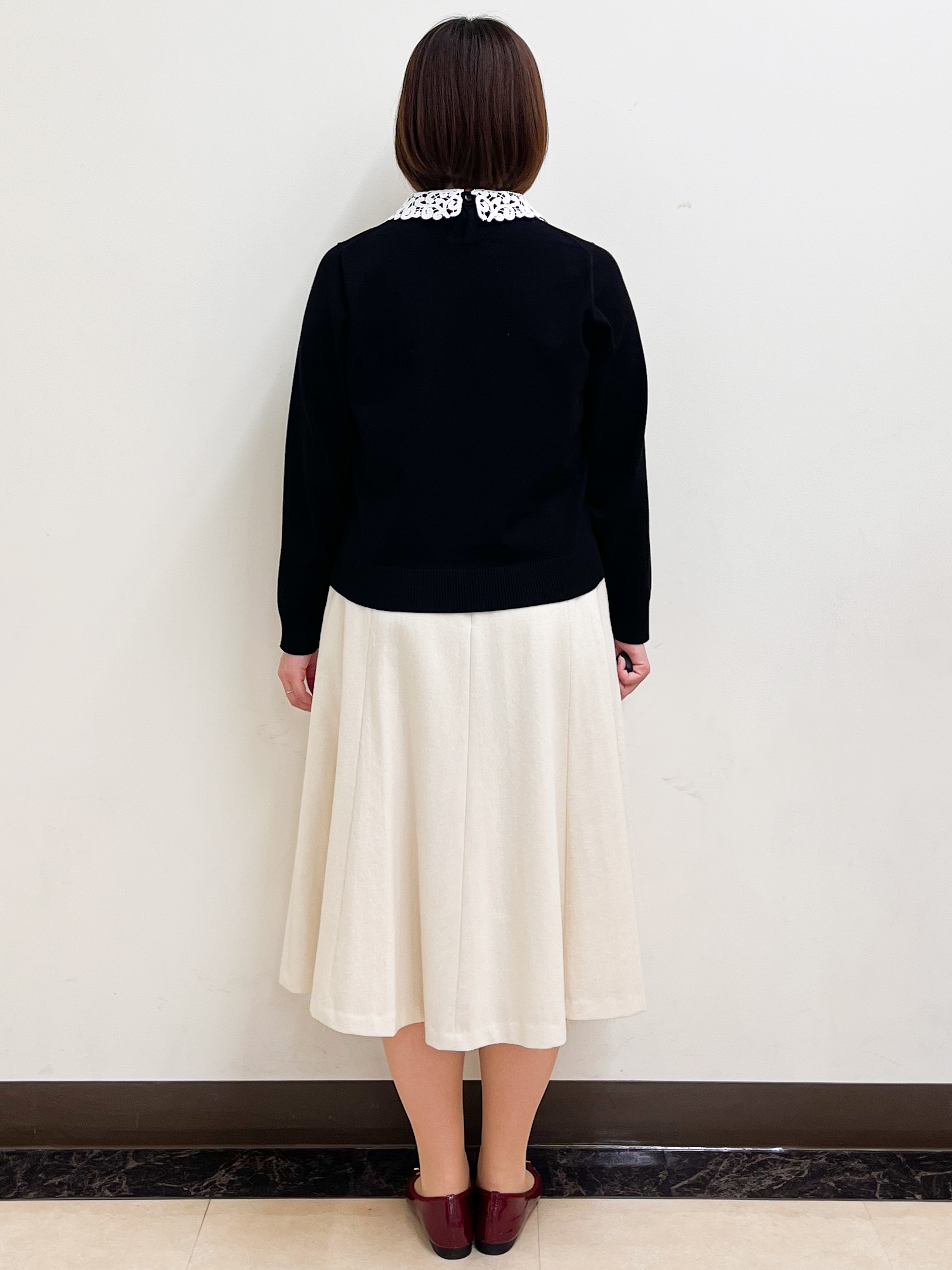 mikikoさんの「Reflect｜【洗える／付け衿】レース衿付きストレッチニット」を使ったコーディネート