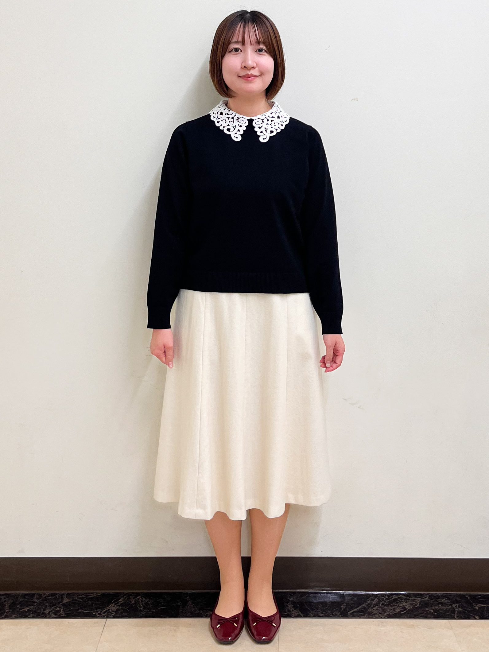 mikikoさんの「Reflect｜【洗える／付け衿】レース衿付きストレッチニット」を使ったコーディネート