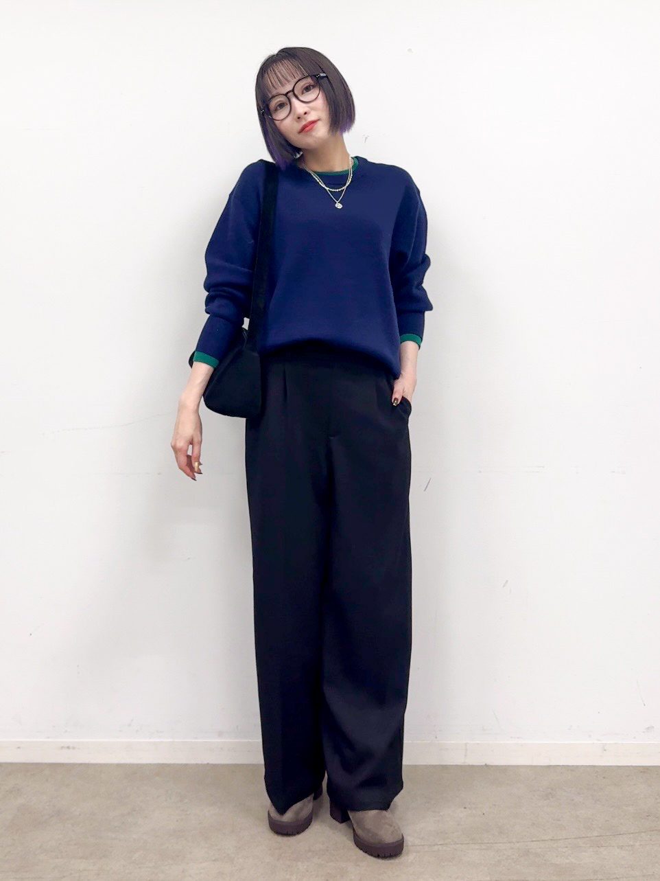 𝐜𝐡𝐢𝐤𝐚さんの「SHOO･LA･RUE｜【洗濯機可/S-LL】配色がアクセント スウェットライクニット」を使ったコーディネート