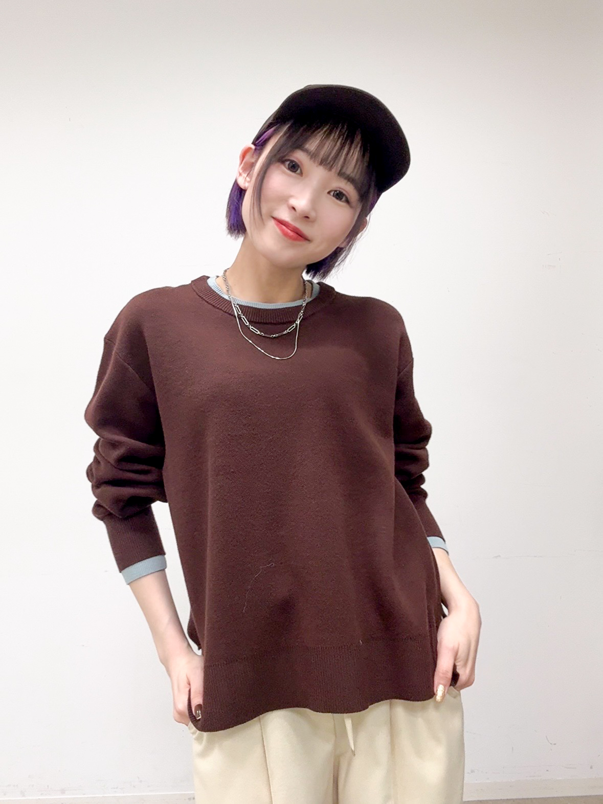 𝐜𝐡𝐢𝐤𝐚さんの「SHOO･LA･RUE｜【洗濯機可/S-LL】配色がアクセント スウェットライクニット」を使ったコーディネート