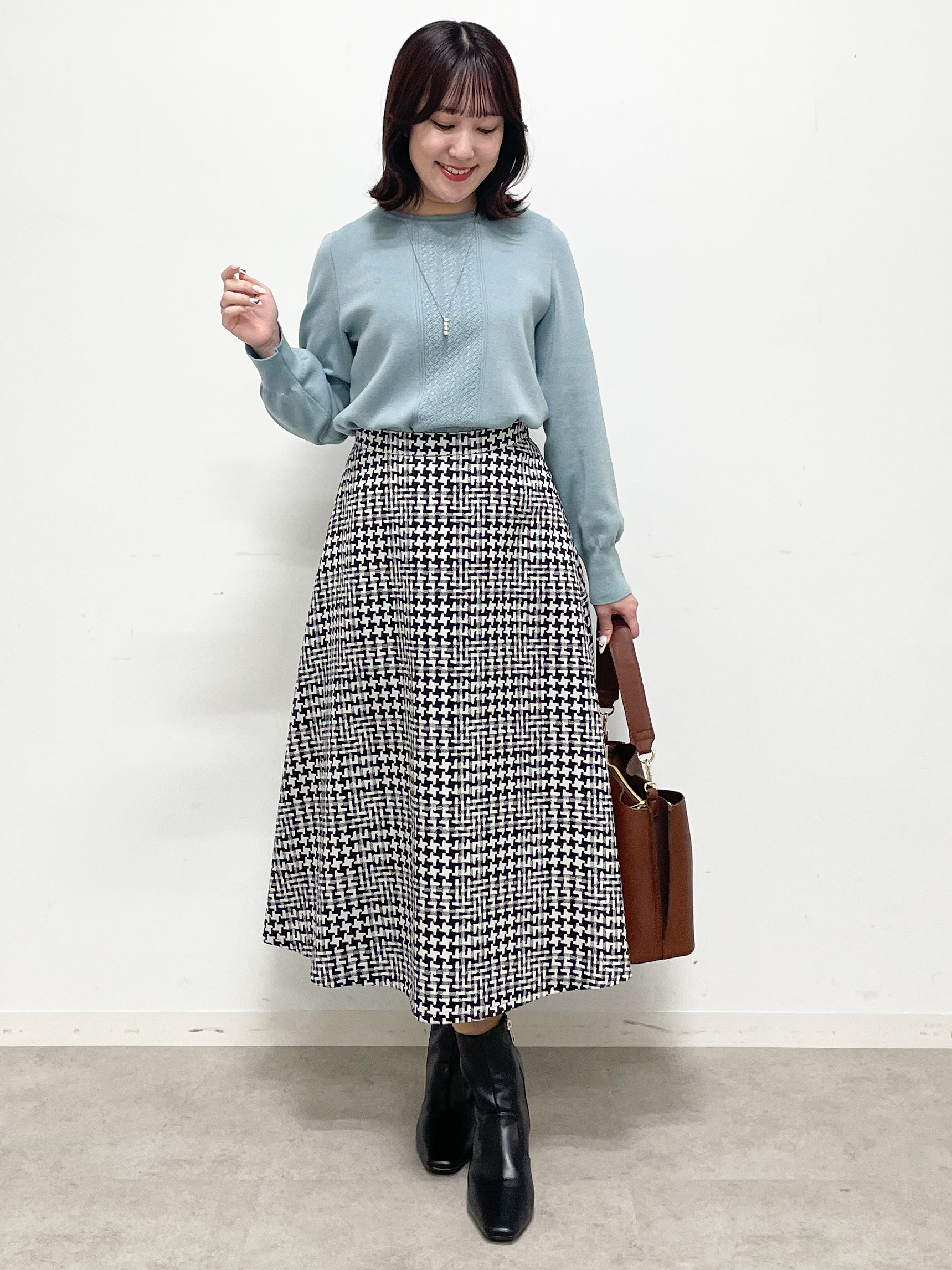 yukariさんの「Reflect｜【マシンウォッシュ】レース風編み柄ニット」を使ったコーディネート