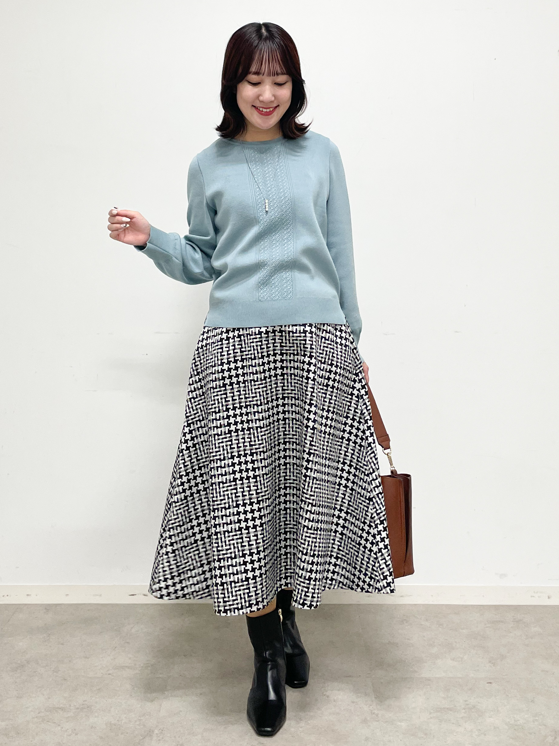 yukariさんの「Reflect｜【マシンウォッシュ】レース風編み柄ニット」を使ったコーディネート
