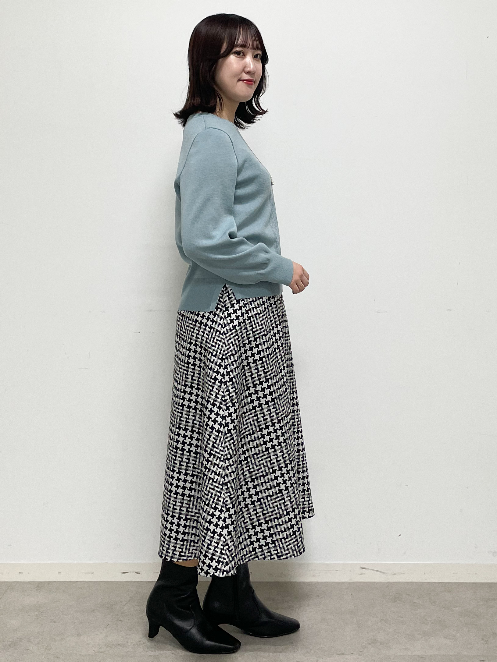 yukariさんの「Reflect｜【マシンウォッシュ】レース風編み柄ニット」を使ったコーディネート