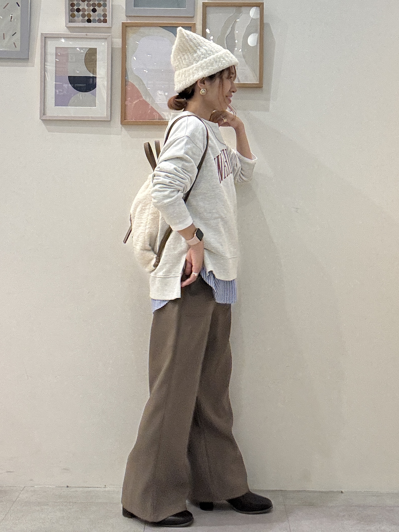 たけぴさんの「SHOO･LA･RUE｜【S-LL/洗濯機可】ゆるっと着られる 裏毛プリントアソートスウェット」を使ったコーディネート