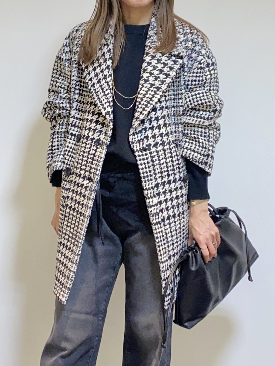 tomoさんの「UNTITLED｜ツィードライクジャカードダブルコート」を使ったコーディネート