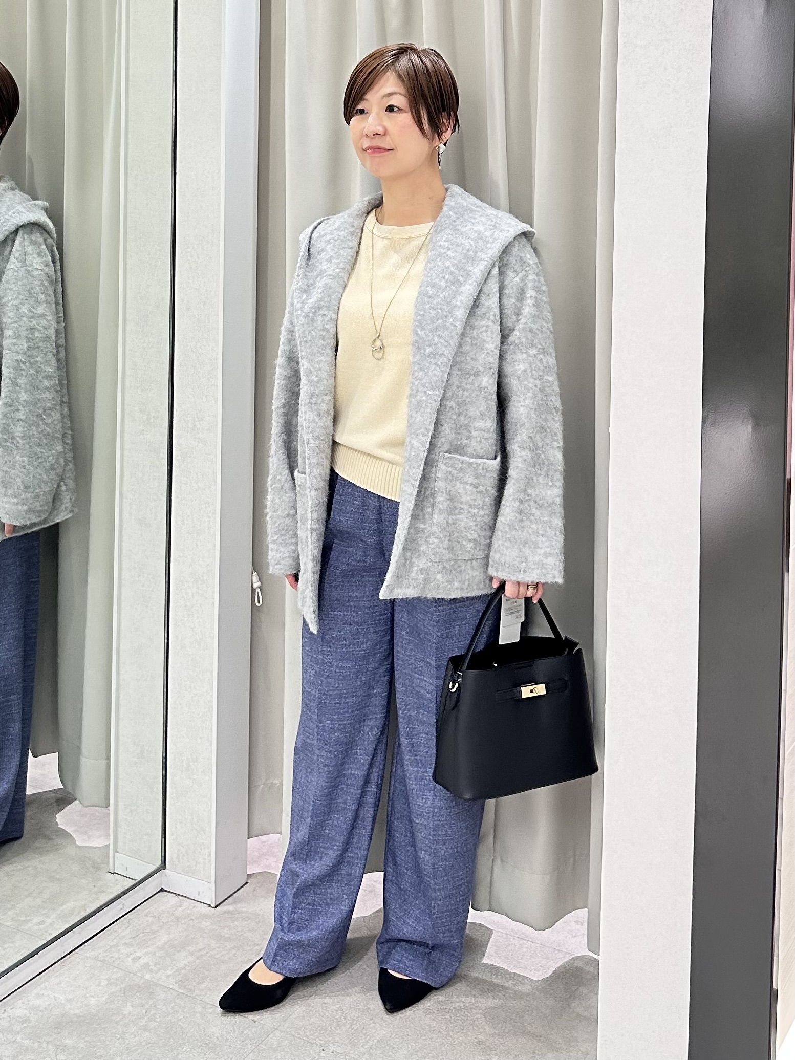 みなこさんの「UNTITLED｜【軽アウター/秋羽織り】シャギーフーディ―カーディガン」を使ったコーディネート