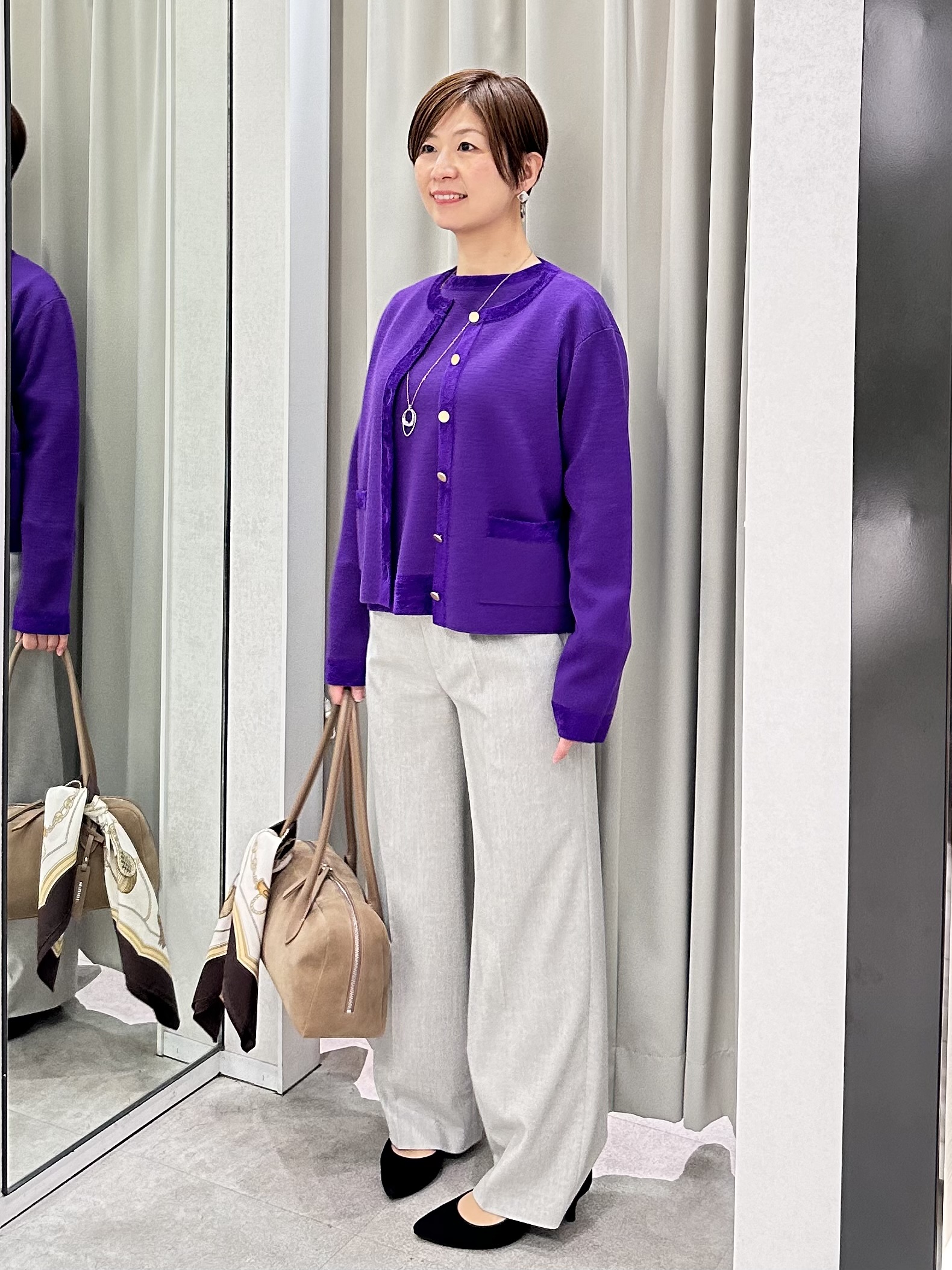 みなこさんの「UNTITLED｜【アンサンブル可/上品映え】モールラインクルーネックニット」を使ったコーディネート