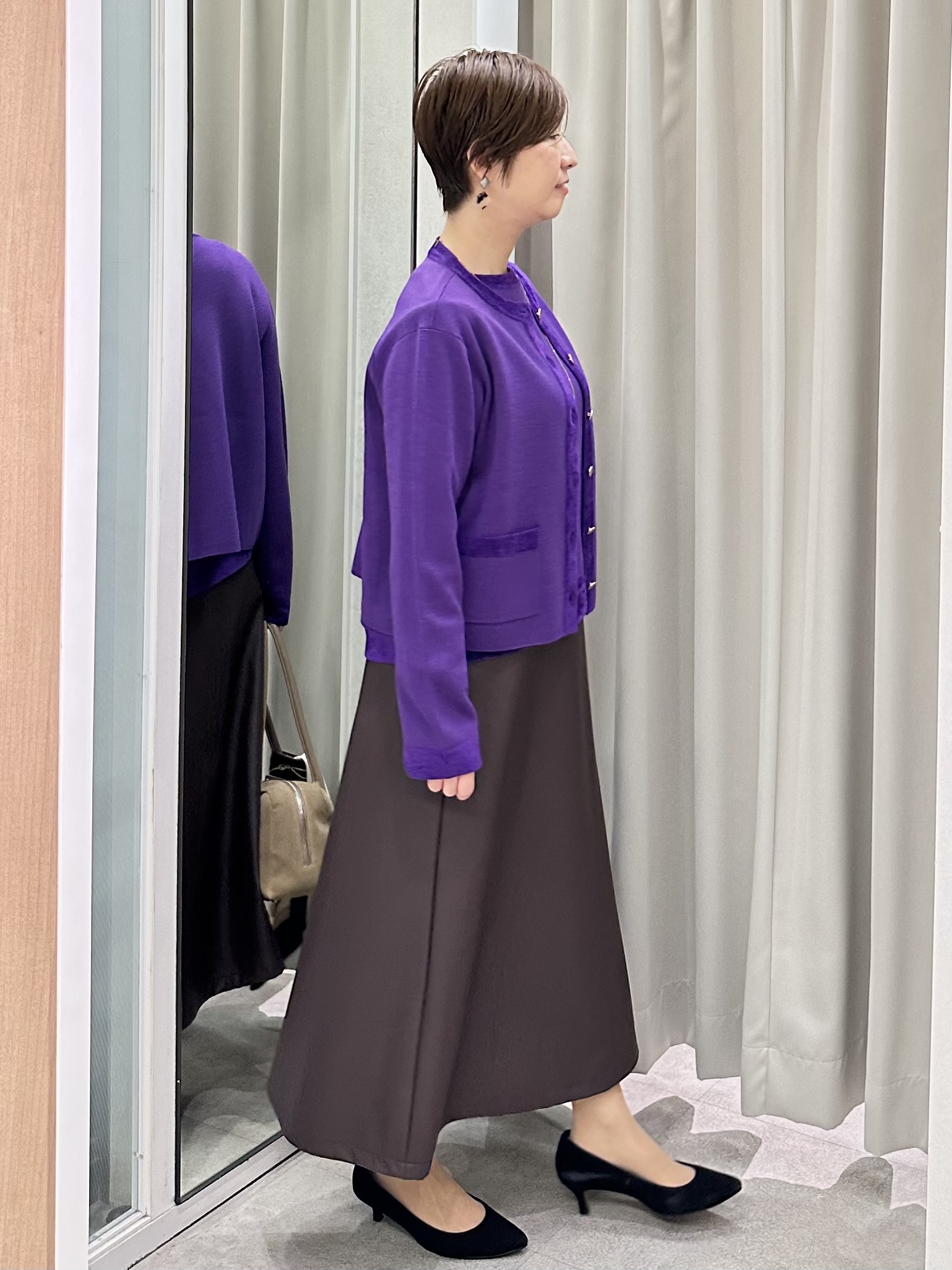 みなこさんの「UNTITLED｜【アンサンブル可/上品映え】モールラインクルーネックニット」を使ったコーディネート