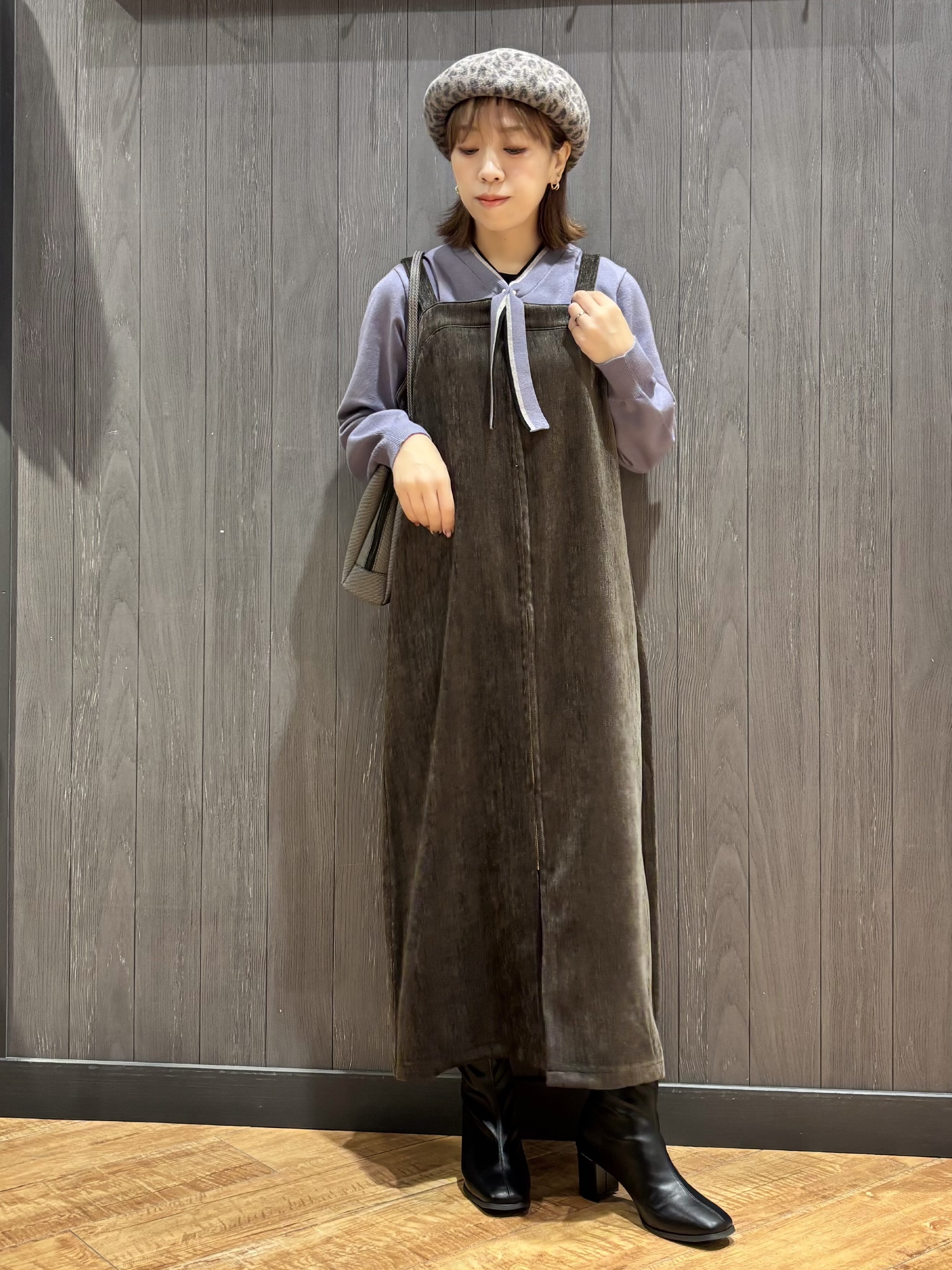meiさんの「SHOO･LA･RUE｜【S-LL/洗濯機可】オンオフ使える もちもち配色ボウタイニット」を使ったコーディネート