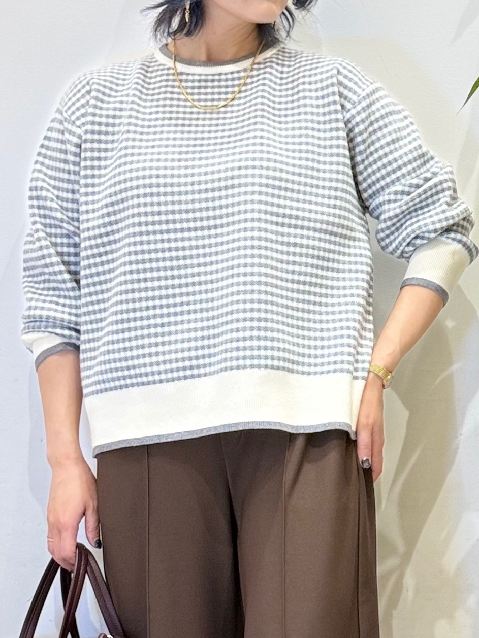 misakiさんの「SHOO･LA･RUE｜【S-LL/洗濯機可】チェック柄もちもちニット」を使ったコーディネート