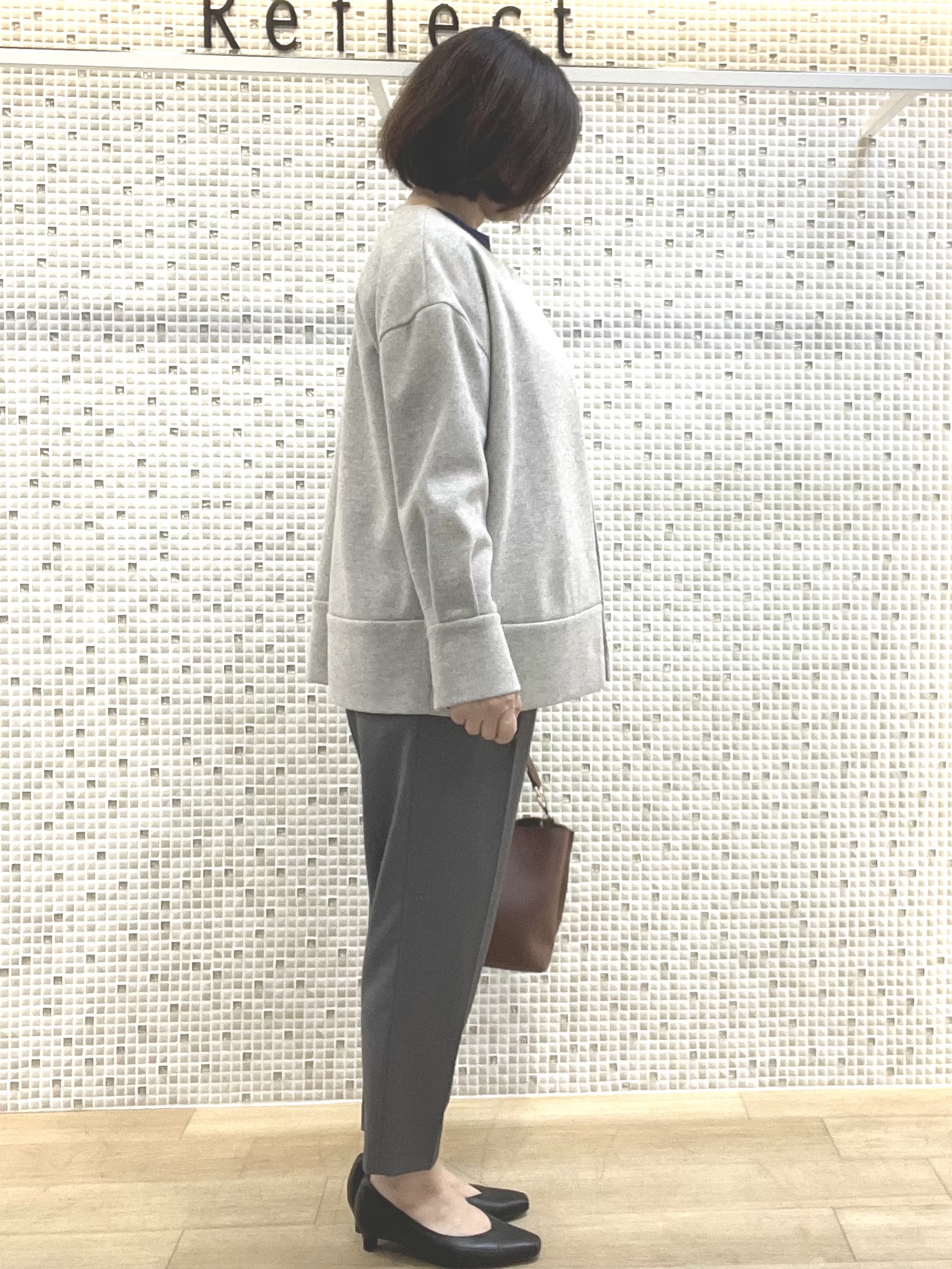 KAOさんの「Reflect｜ノーカラーミドル丈ブルゾン」を使ったコーディネート