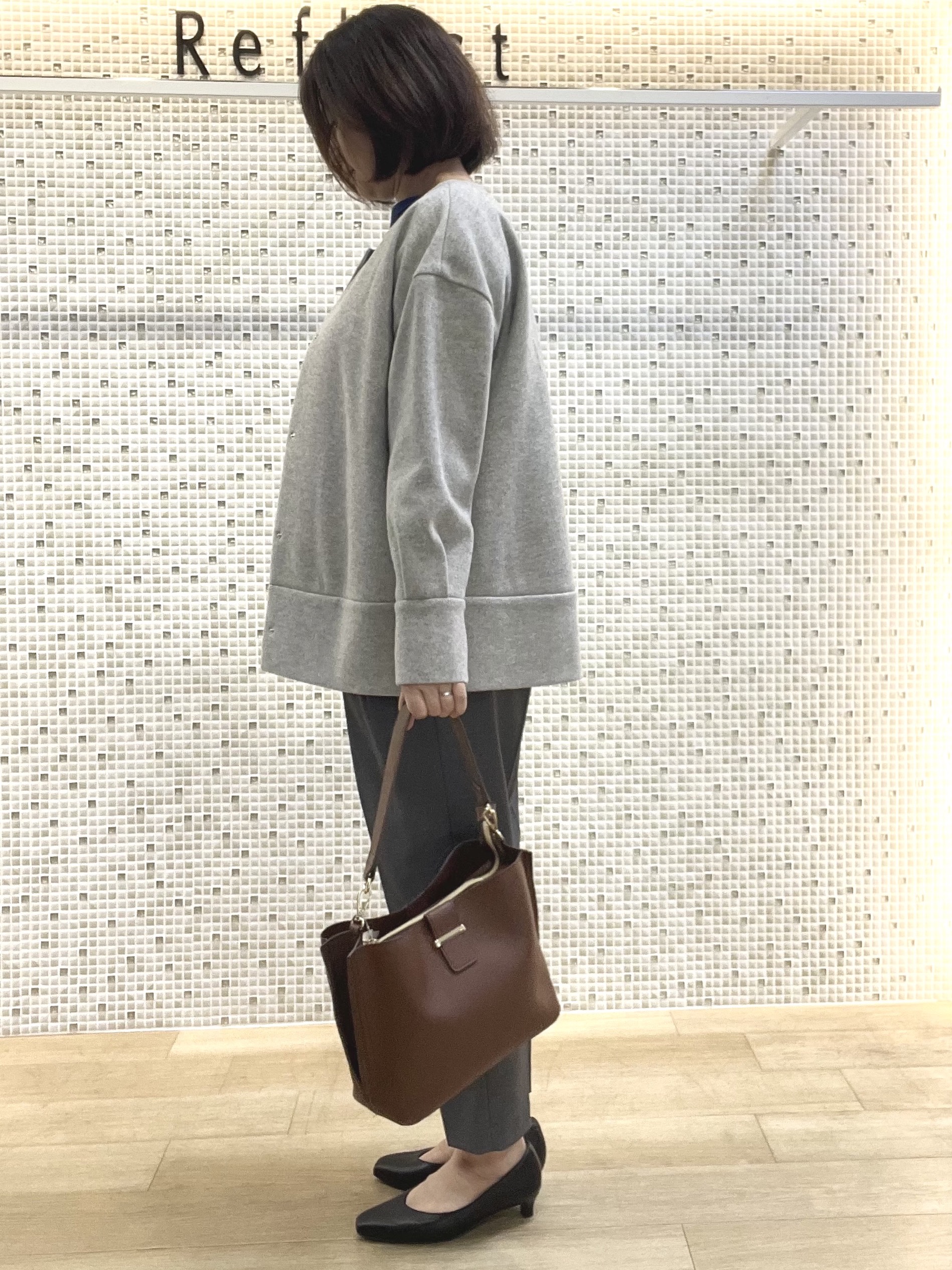 KAOさんの「Reflect｜ノーカラーミドル丈ブルゾン」を使ったコーディネート