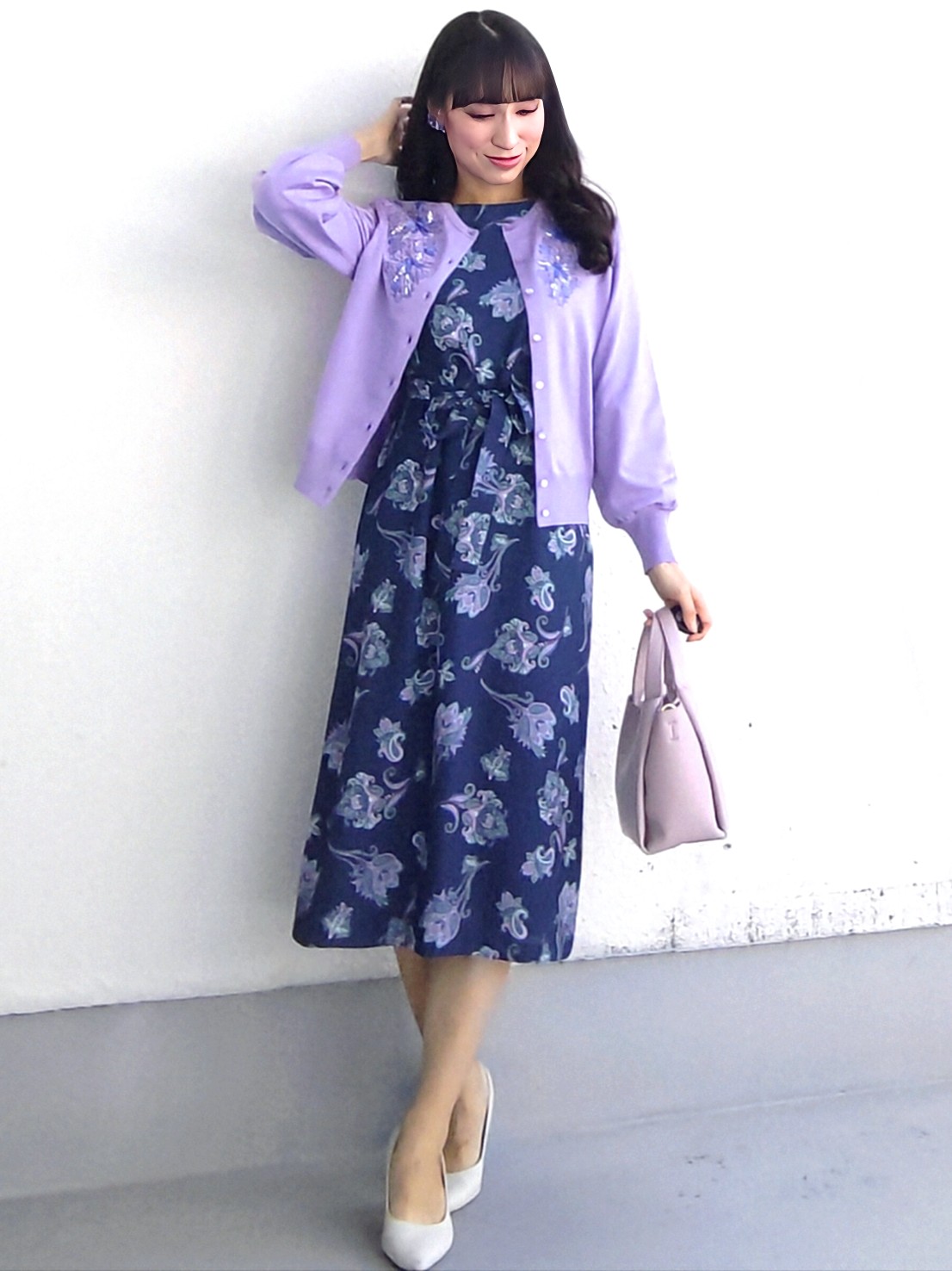 keinaさんの「SunaUna｜【手洗い可／日本製】ペイズリー柄パフスリーブワンピース」を使ったコーディネート
