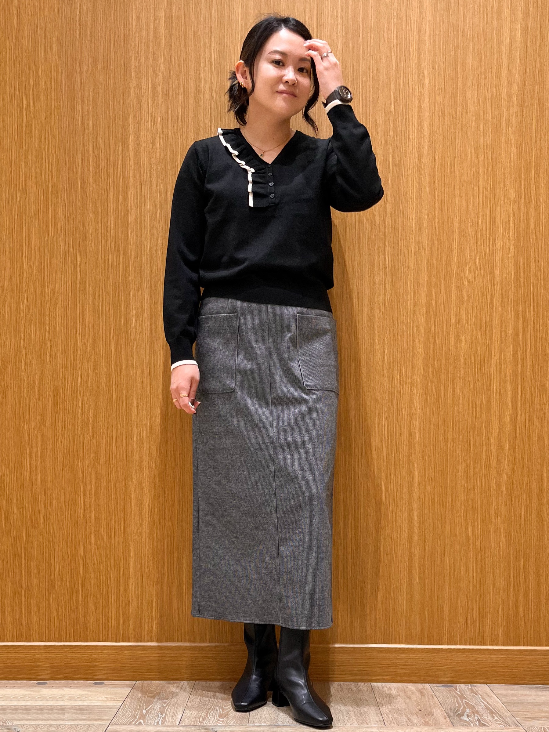 aさんの「OPAQUE.CLIP｜ウールライク ノーカラーコート【洗濯機OK】」を使ったコーディネート