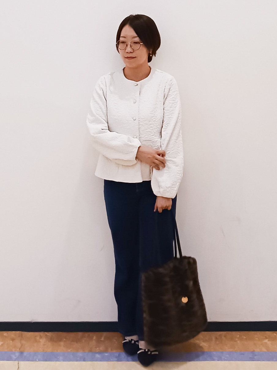KaHoさんの「index｜ジャカードノーカラーブルゾン【洗濯機OK】」を使ったコーディネート