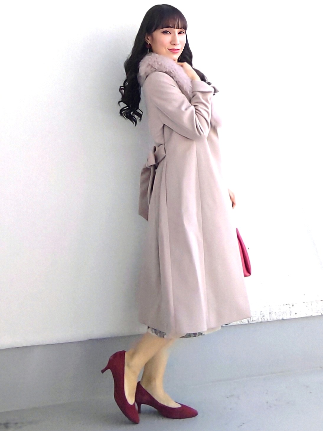 keinaさんの「SunaUna｜【日本製／フォックスファー／カシミヤ混】ファー付ウール混コート」を使ったコーディネート