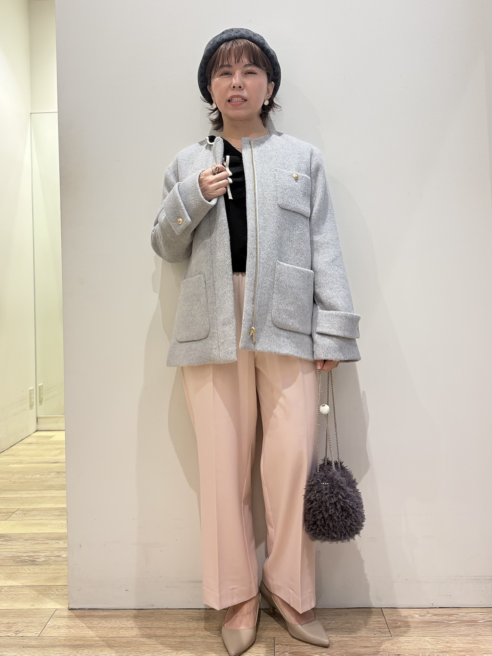 YUKOさんの「index｜カシミヤ混ウール ノーカラーミドルコート」を使ったコーディネート
