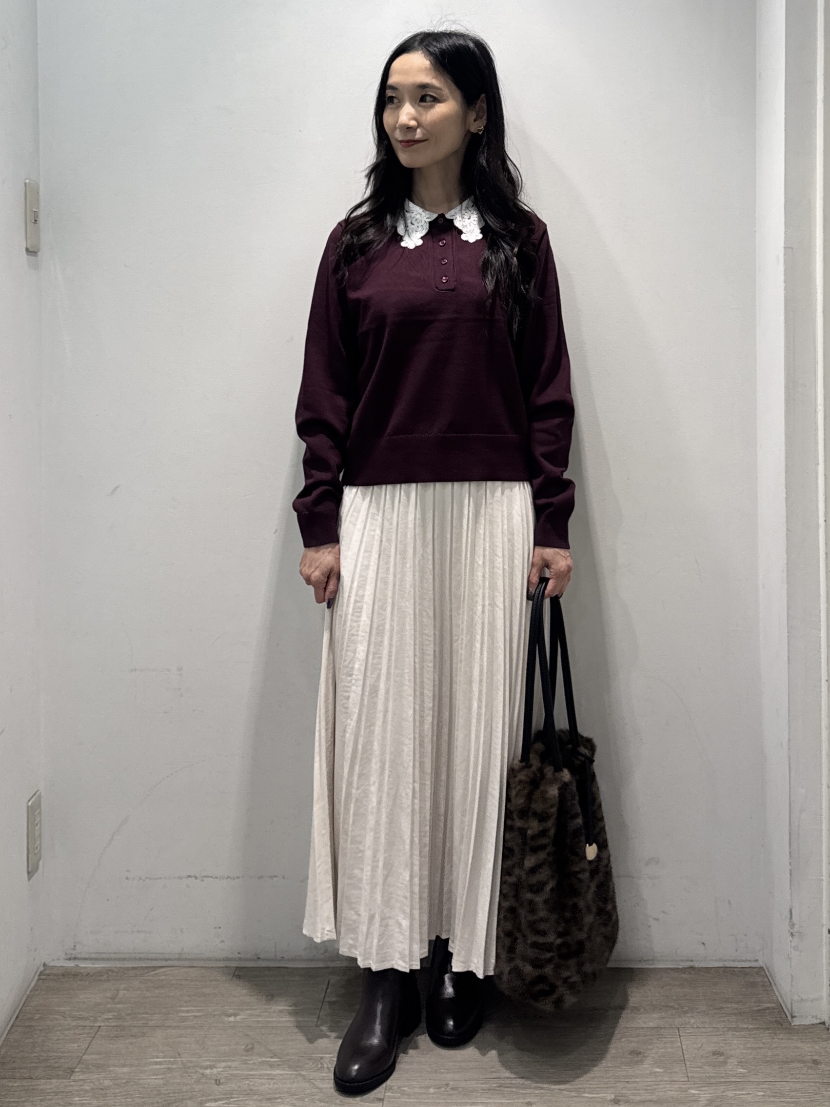yuicciさんの「OPAQUE.CLIP｜レース襟／シャツ襟取り外し可 2WAYニット【洗濯機OK】」を使ったコーディネート