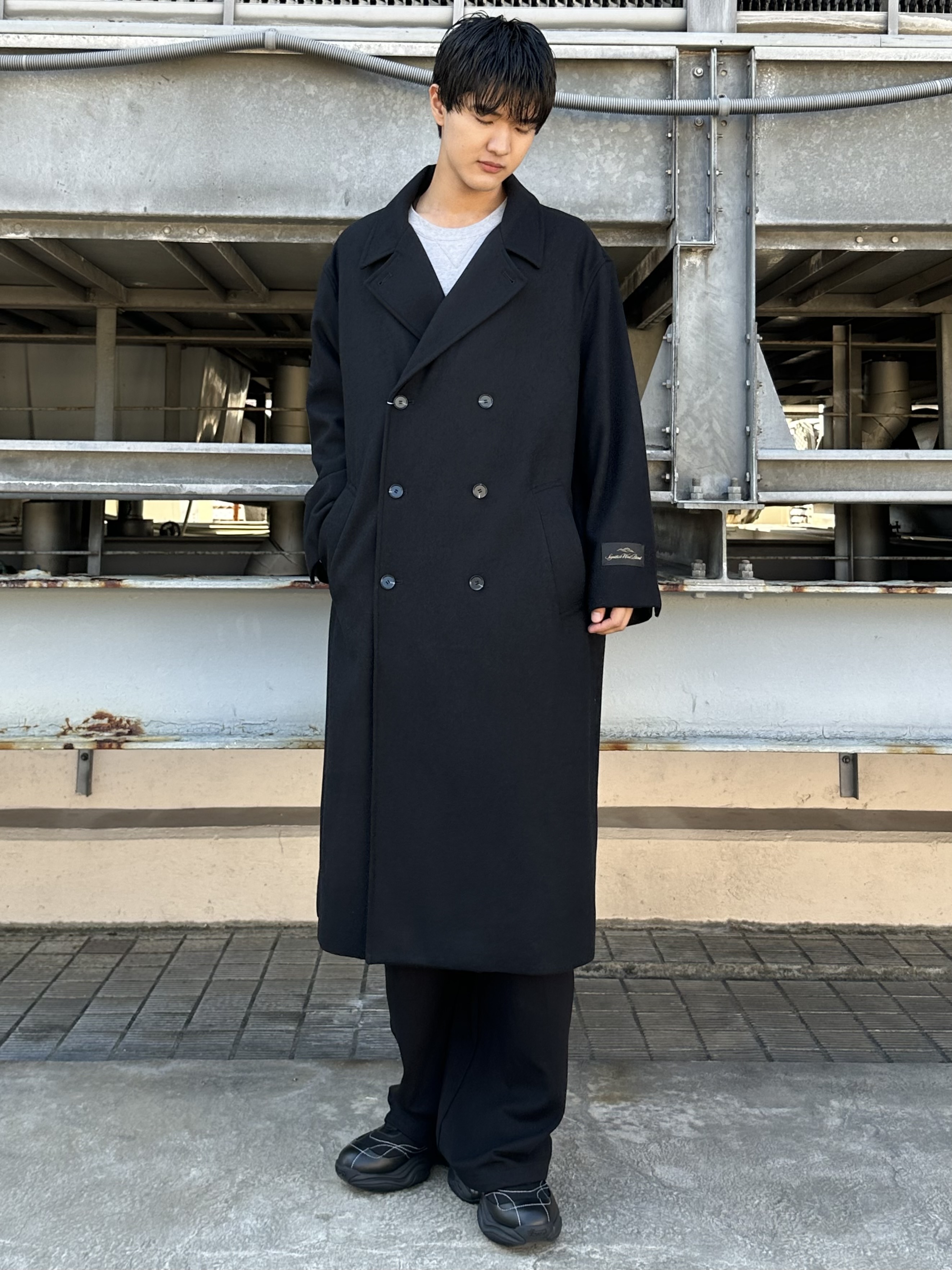 KOHEIさんの「tk.TAKEO KIKUCHI｜【2WAY】ダブルオーバーチェスターコート/メルトン/ウールブレンド/ロングコート/スタンドカラー/」を使ったコーディネート