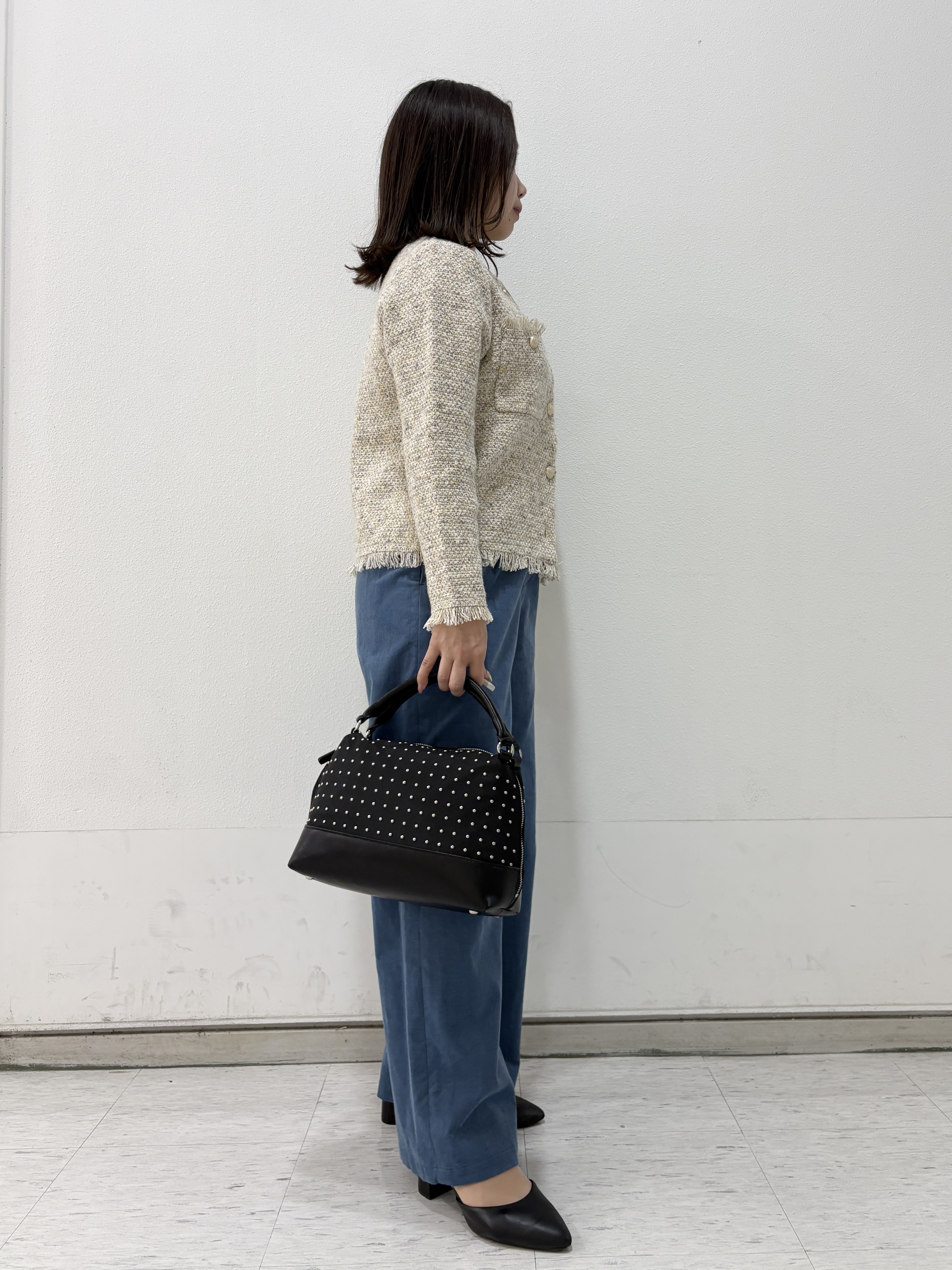 kahoさんの「INDIVI｜【華やか／ラメ】ミックスツイード ニットジャケット」を使ったコーディネート