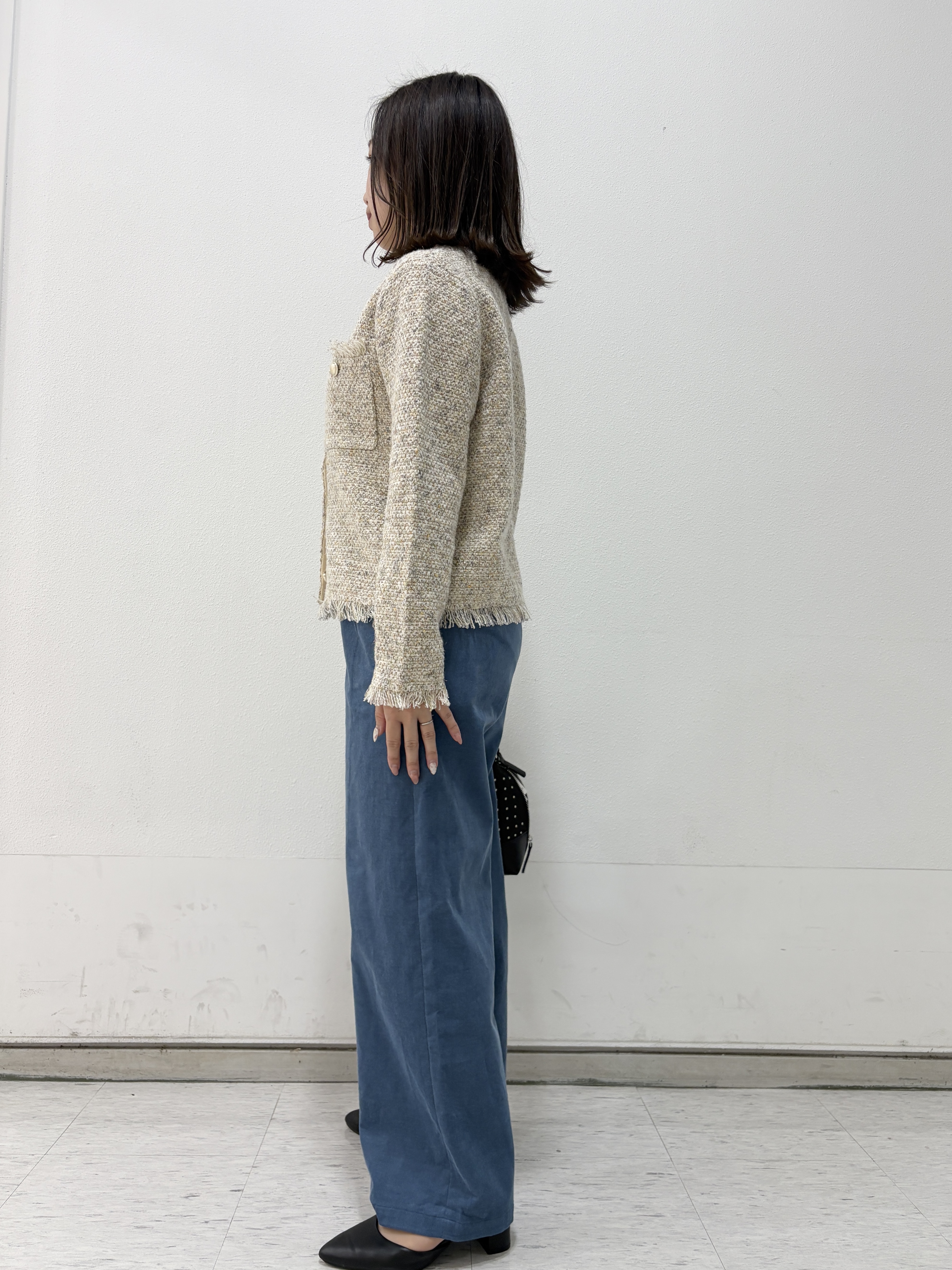 kahoさんの「INDIVI｜【華やか／ラメ】ミックスツイード ニットジャケット」を使ったコーディネート