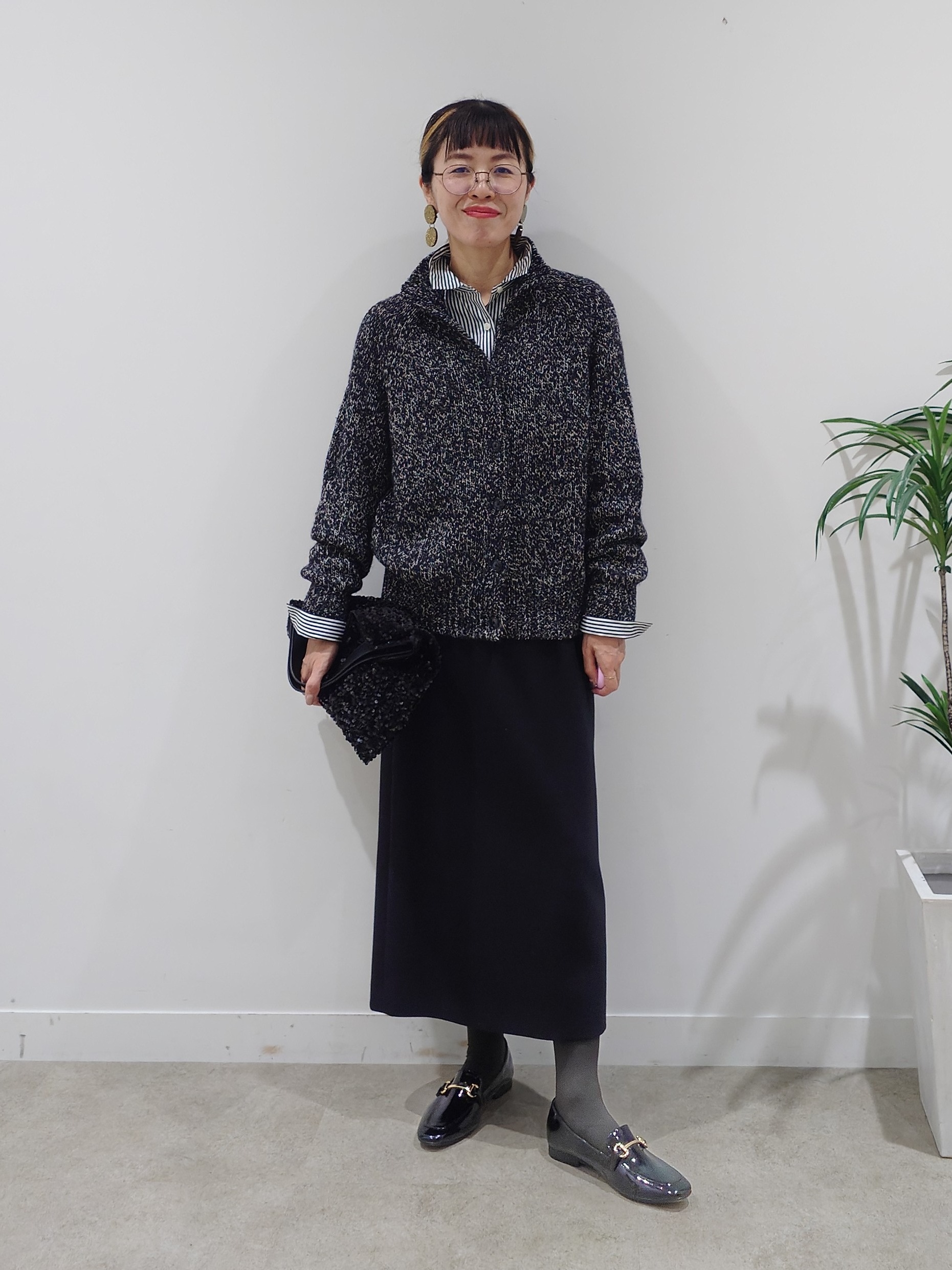 MUTSUKOさんの「UNTITLED｜前後2WAYミックスツィードニット」を使ったコーディネート