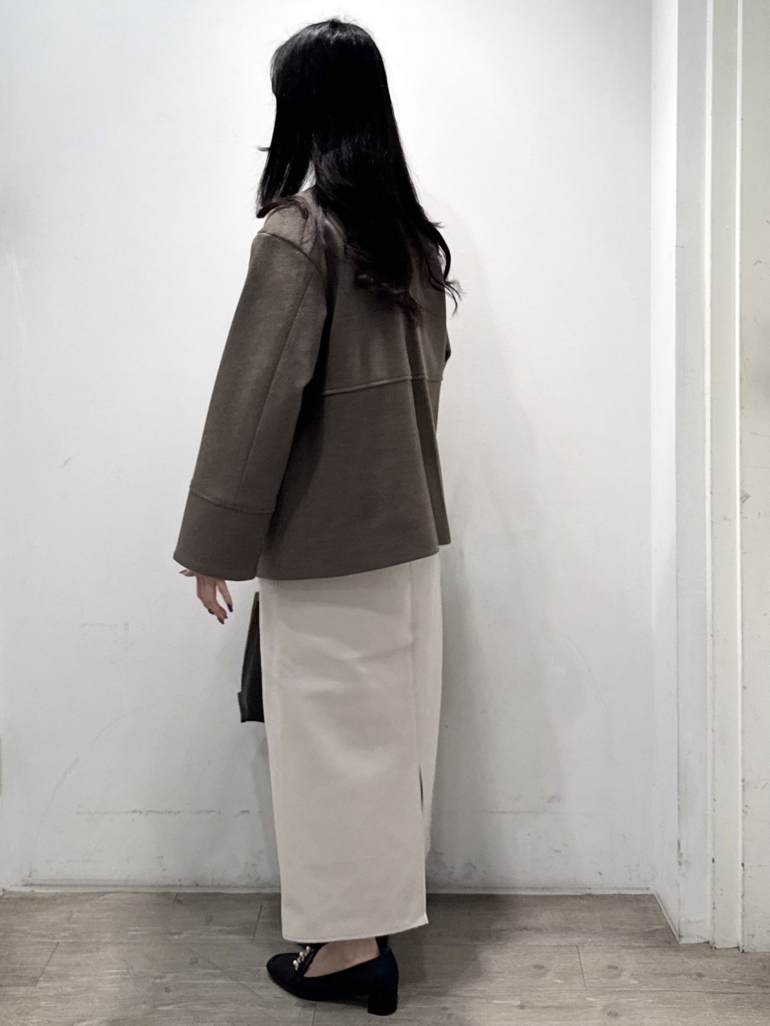 yuicciさんの「OPAQUE.CLIP｜ウールライク ノーカラーコート【洗濯機OK】」を使ったコーディネート