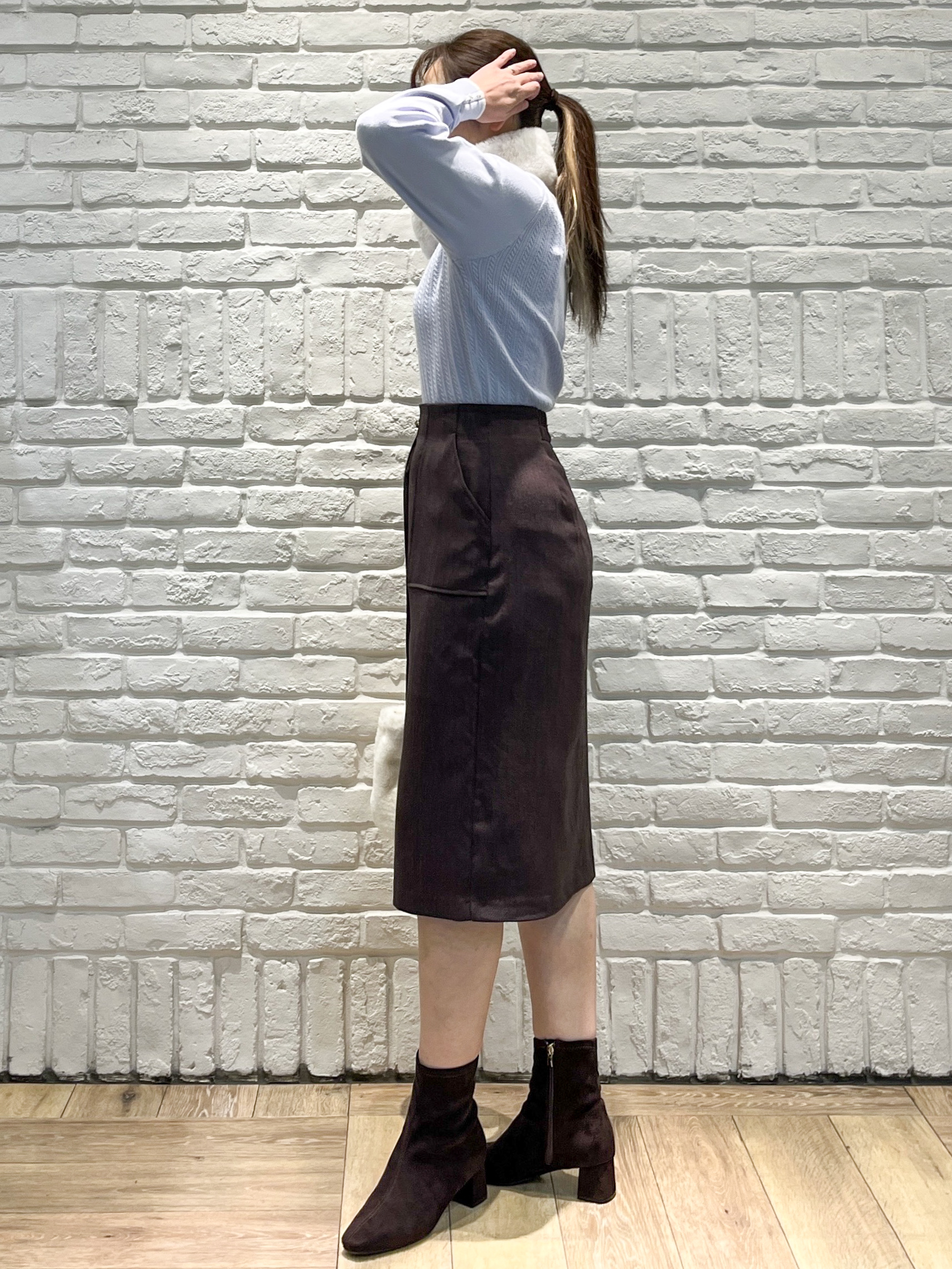 erinaさんの「index｜クルーネックケーブルニット【洗濯機OK】」を使ったコーディネート
