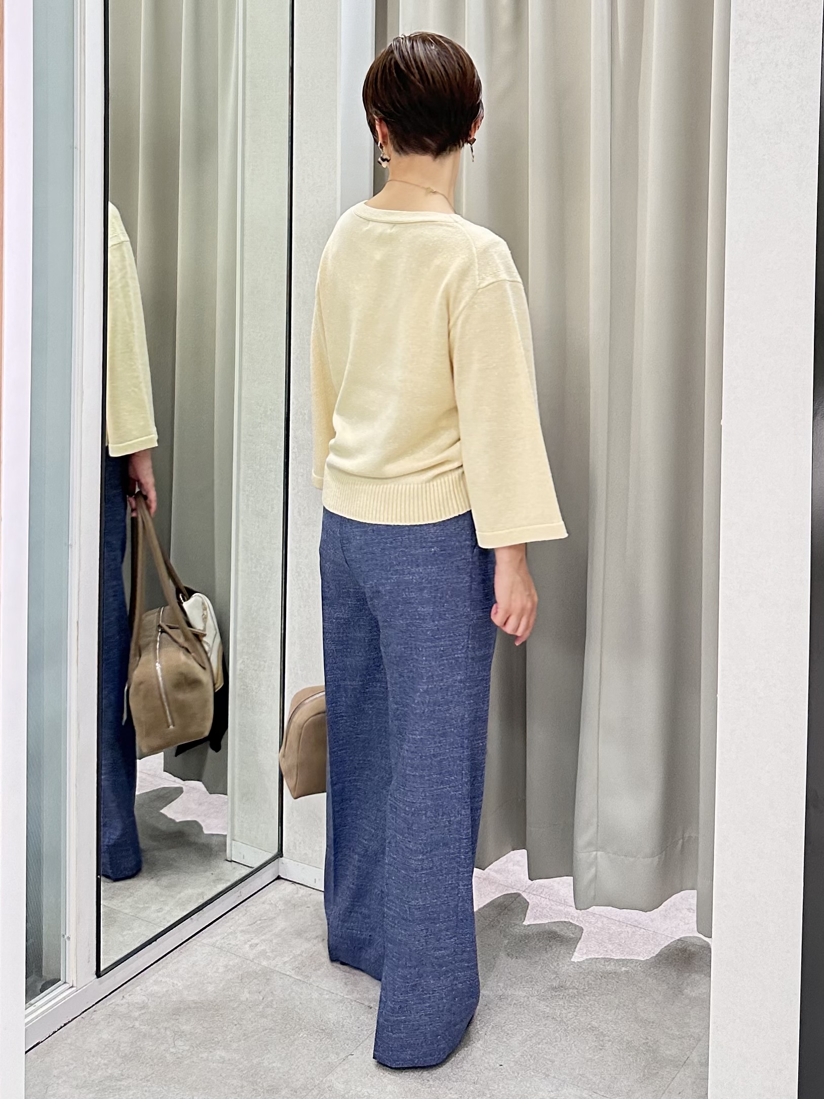 みなこさんの「UNTITLED｜【アンサンブル可/手洗い可】杢調プルオーバーニット」を使ったコーディネート