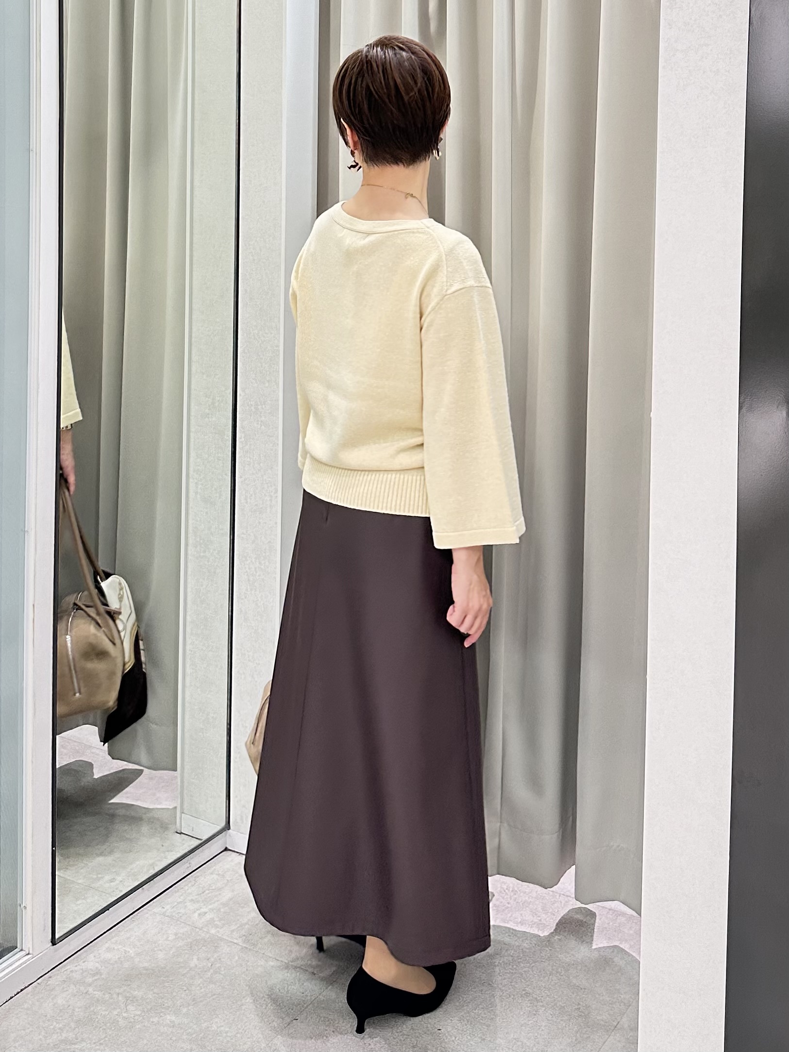 みなこさんの「UNTITLED｜【アンサンブル可/手洗い可】杢調プルオーバーニット」を使ったコーディネート