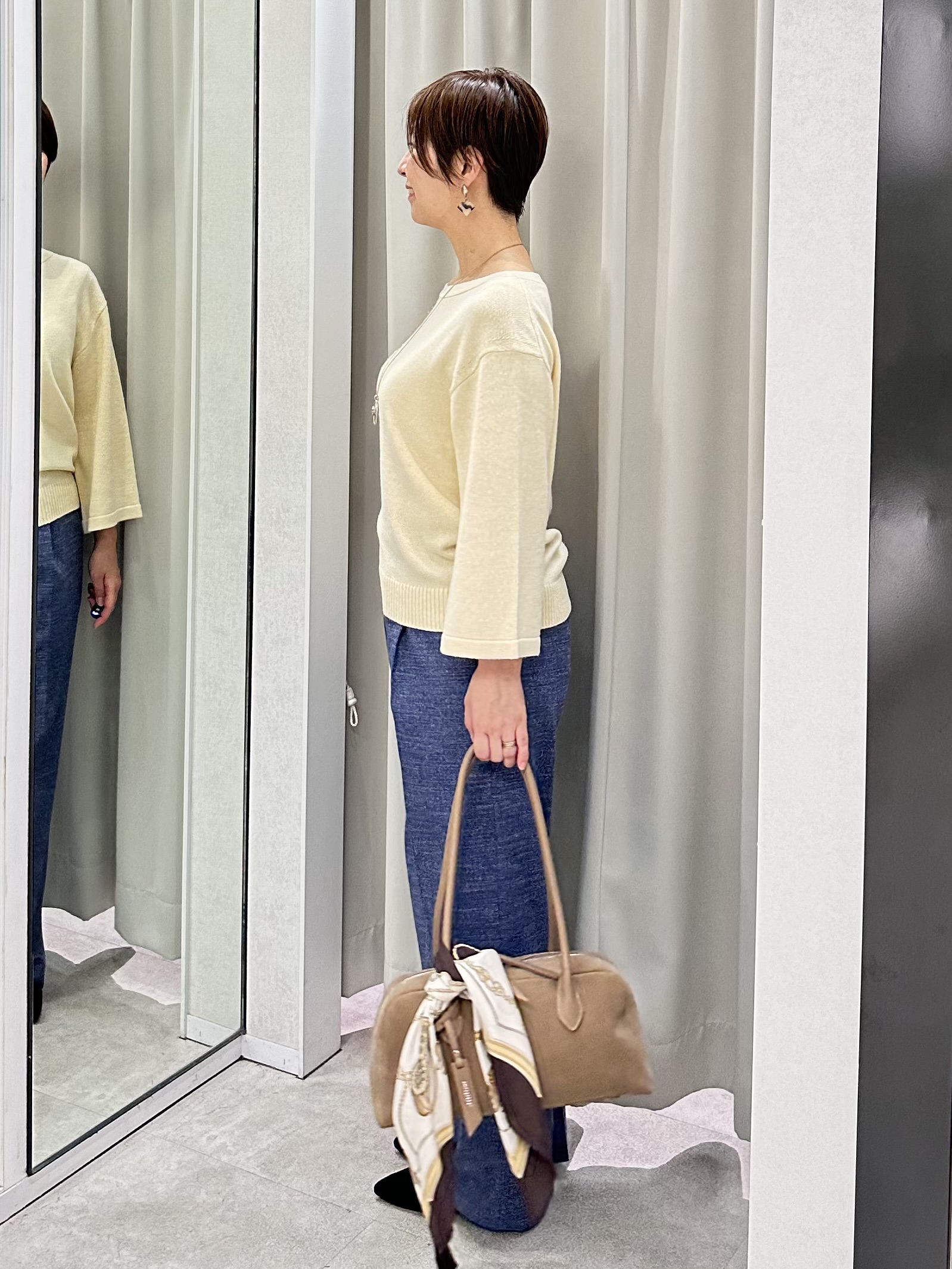 みなこさんの「UNTITLED｜【アンサンブル可/手洗い可】杢調プルオーバーニット」を使ったコーディネート
