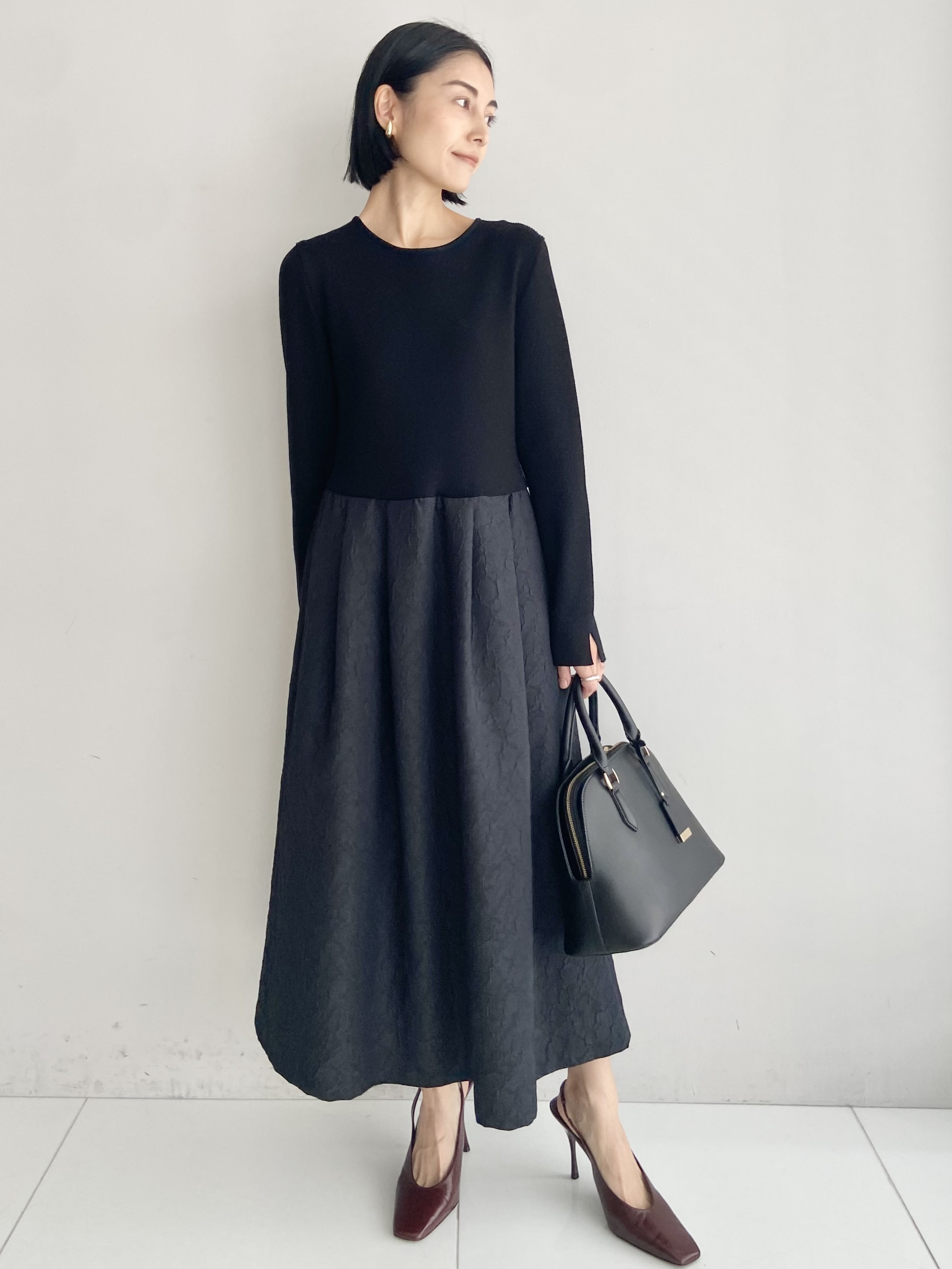 AYAさんの「UNTITLED｜ニットドッキングワンピース」を使ったコーディネート