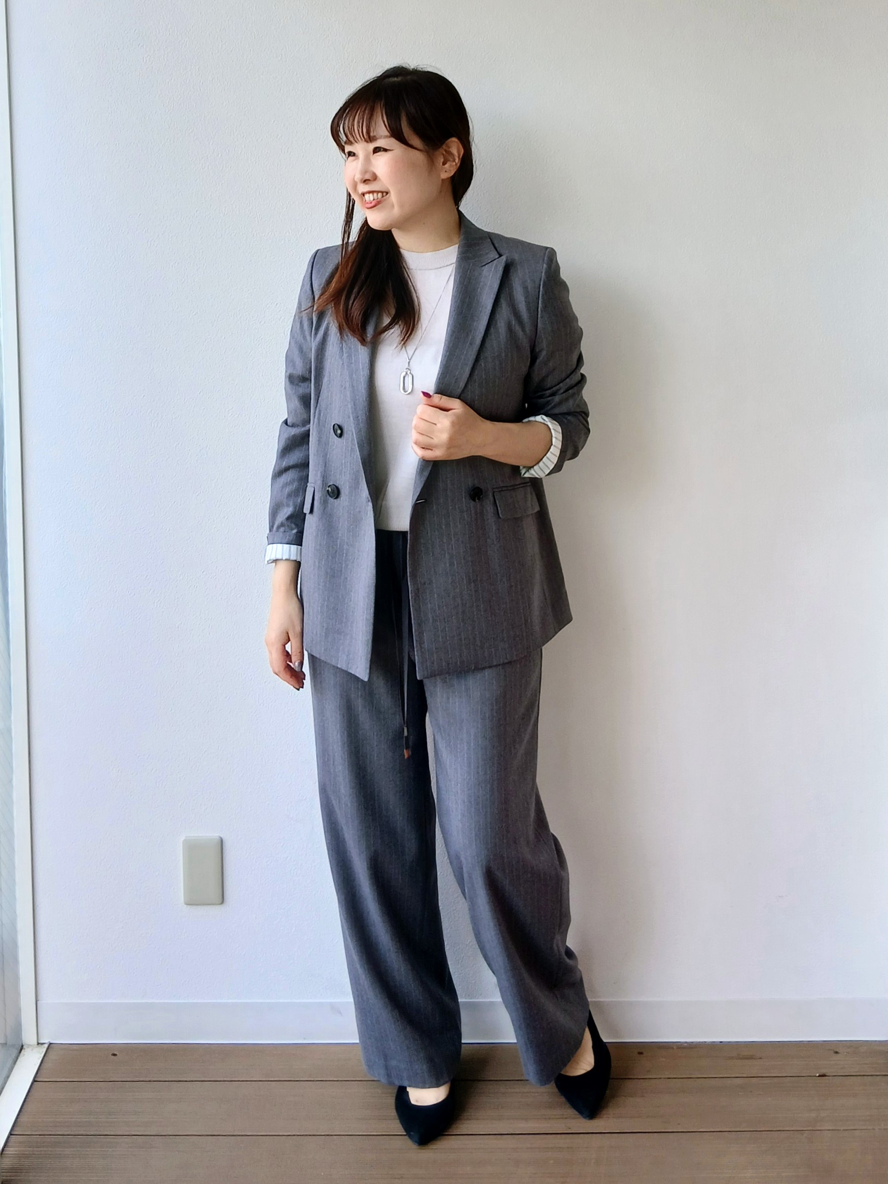 なみきさんの「UNTITLED｜【セットアップ可/ライトアウター/仕事着スーツ】ウールダブルジャケット」を使ったコーディネート