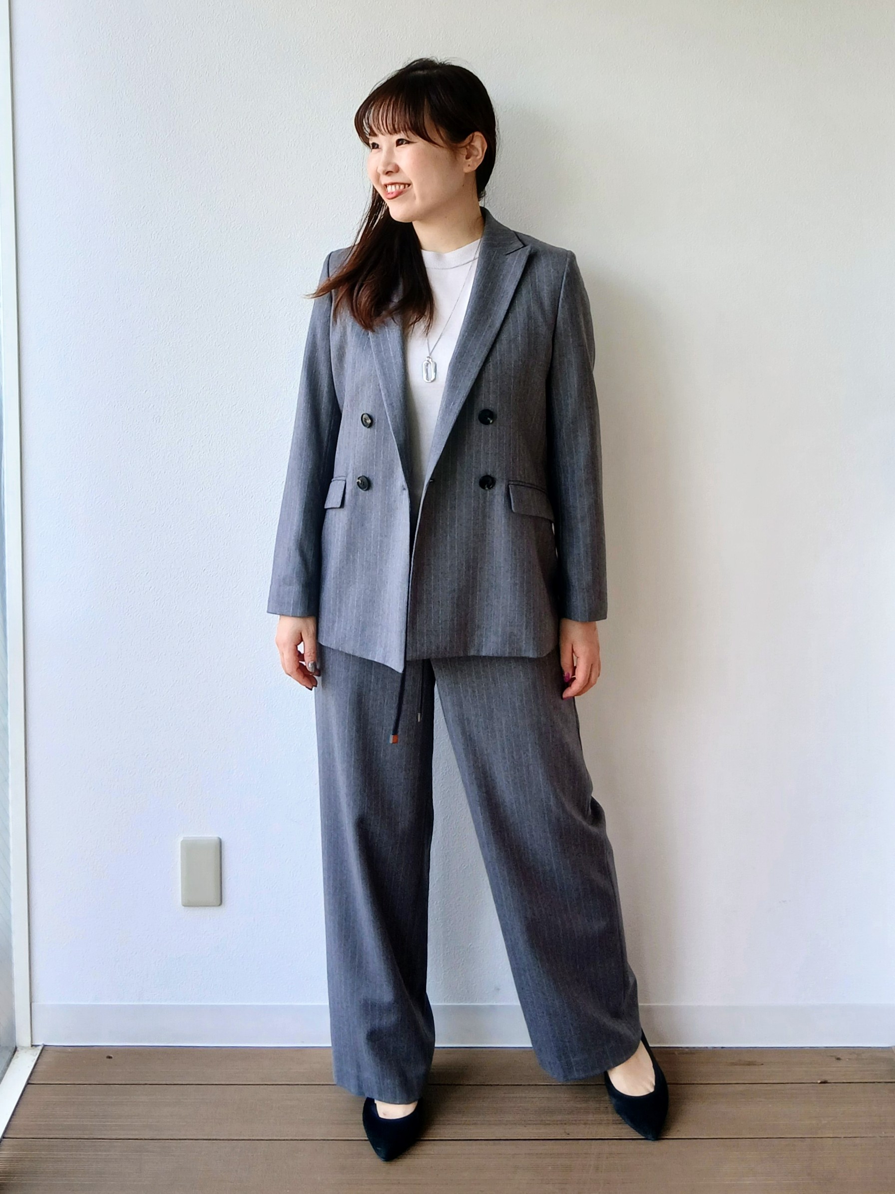 なみきさんの「UNTITLED｜【セットアップ可/ライトアウター/仕事着スーツ】ウールダブルジャケット」を使ったコーディネート