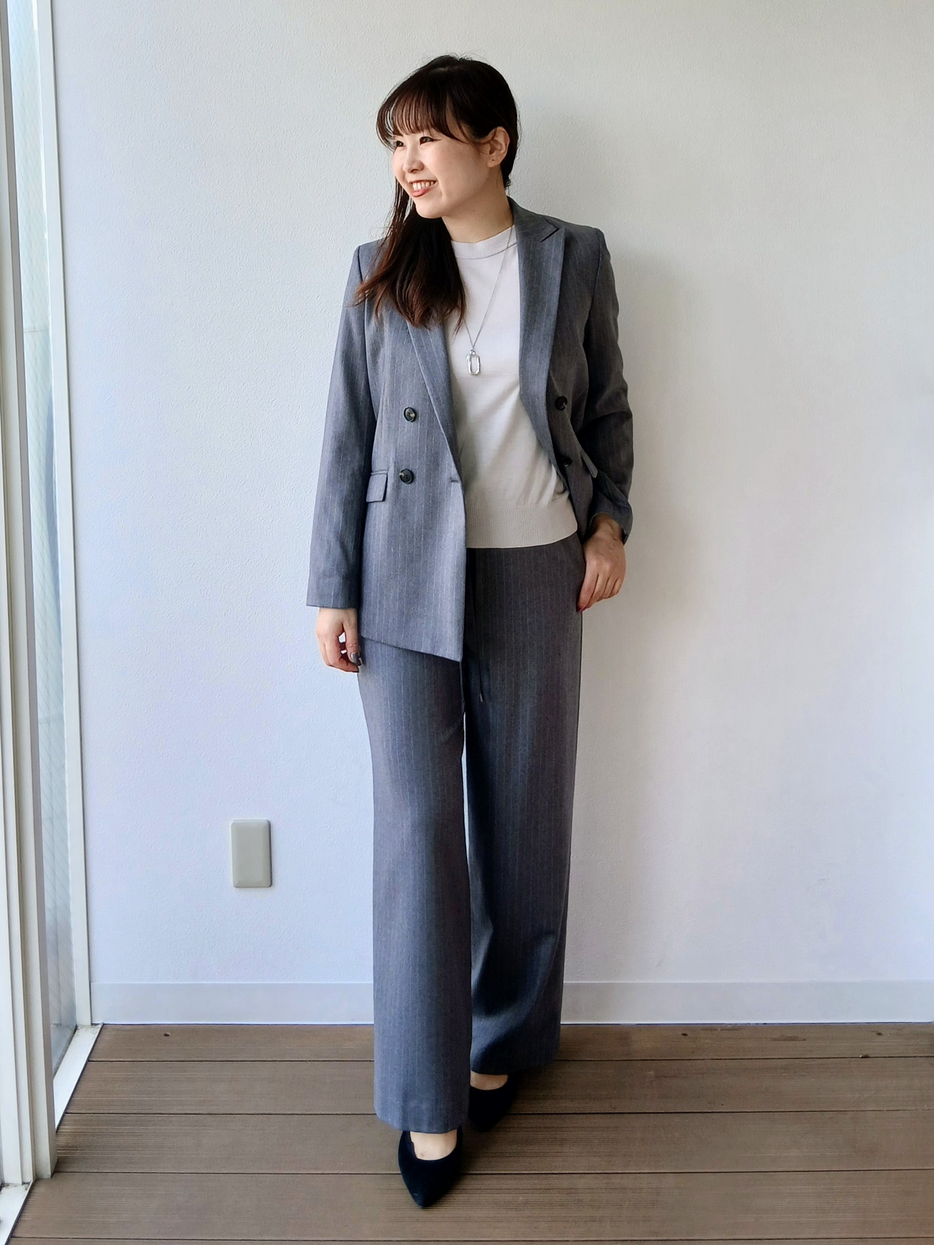 なみきさんの「UNTITLED｜【セットアップ可/ライトアウター/仕事着スーツ】ウールダブルジャケット」を使ったコーディネート