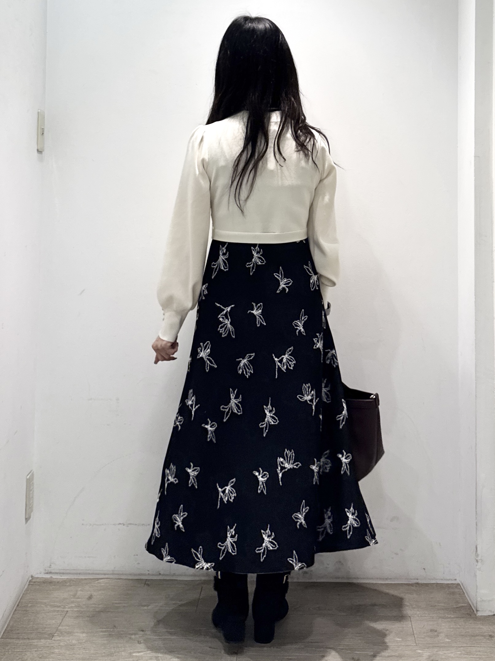 yuicciさんの「OPAQUE.CLIP｜【8col／S-3Lサイズ】柄アソートニットワンピース《洗濯機OK／抗ピリング》」を使ったコーディネート