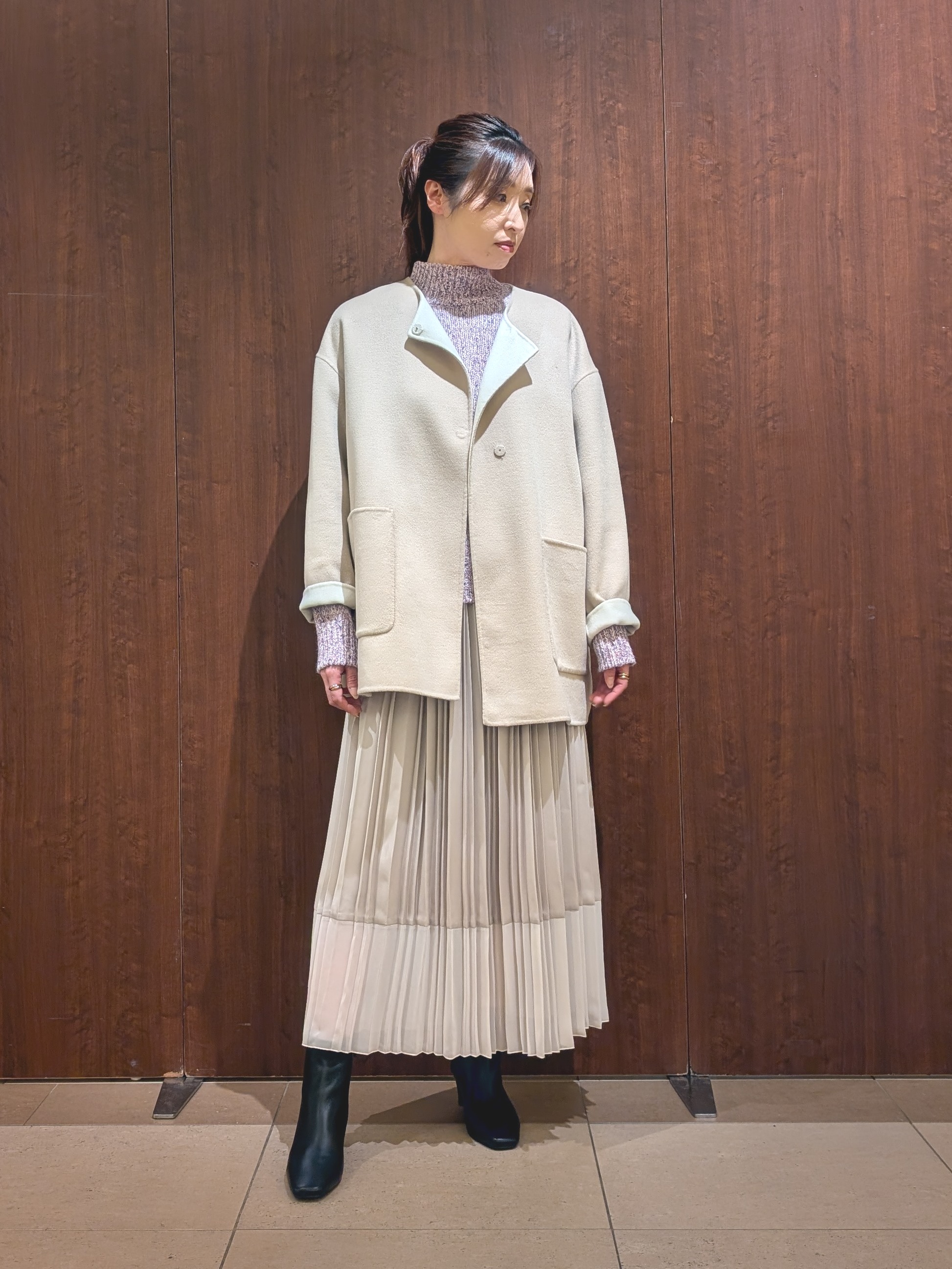 YUKAさんの「UNTITLED｜【ゆったり/軽い】マフラー付きリバーコート」を使ったコーディネート